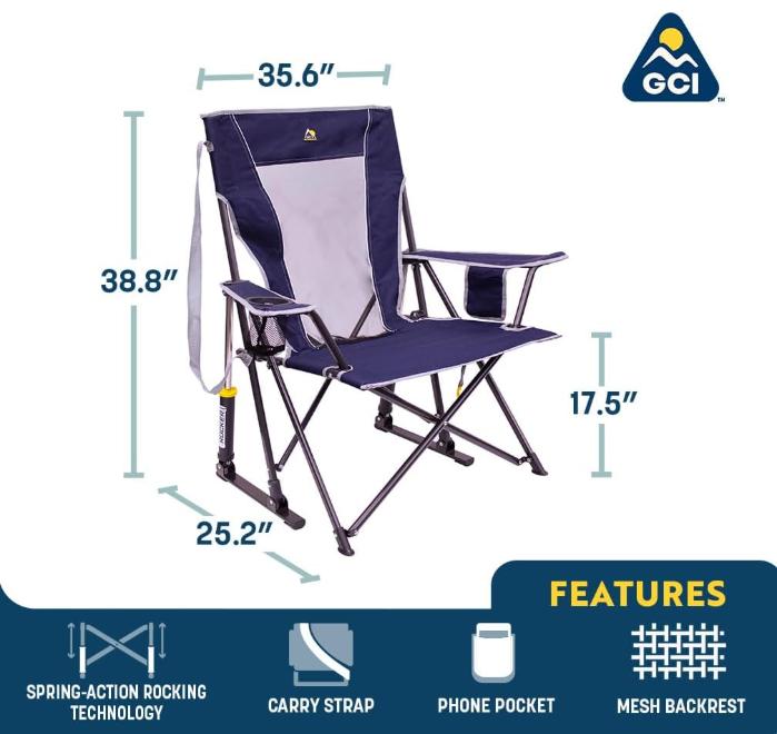 🔥Soon to Be Sold Out!!💥GCI Outdoor XL Pack Away Portable Rocking Chair✅400-lb Weight Capacity