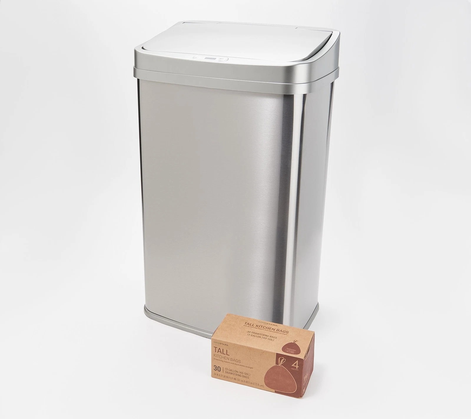 🎄Today's Special Value Buy 2 Get 2 Free🎁NINESTARS 13.2G Stainless Steel Motion Sensor Trash Can with Liners