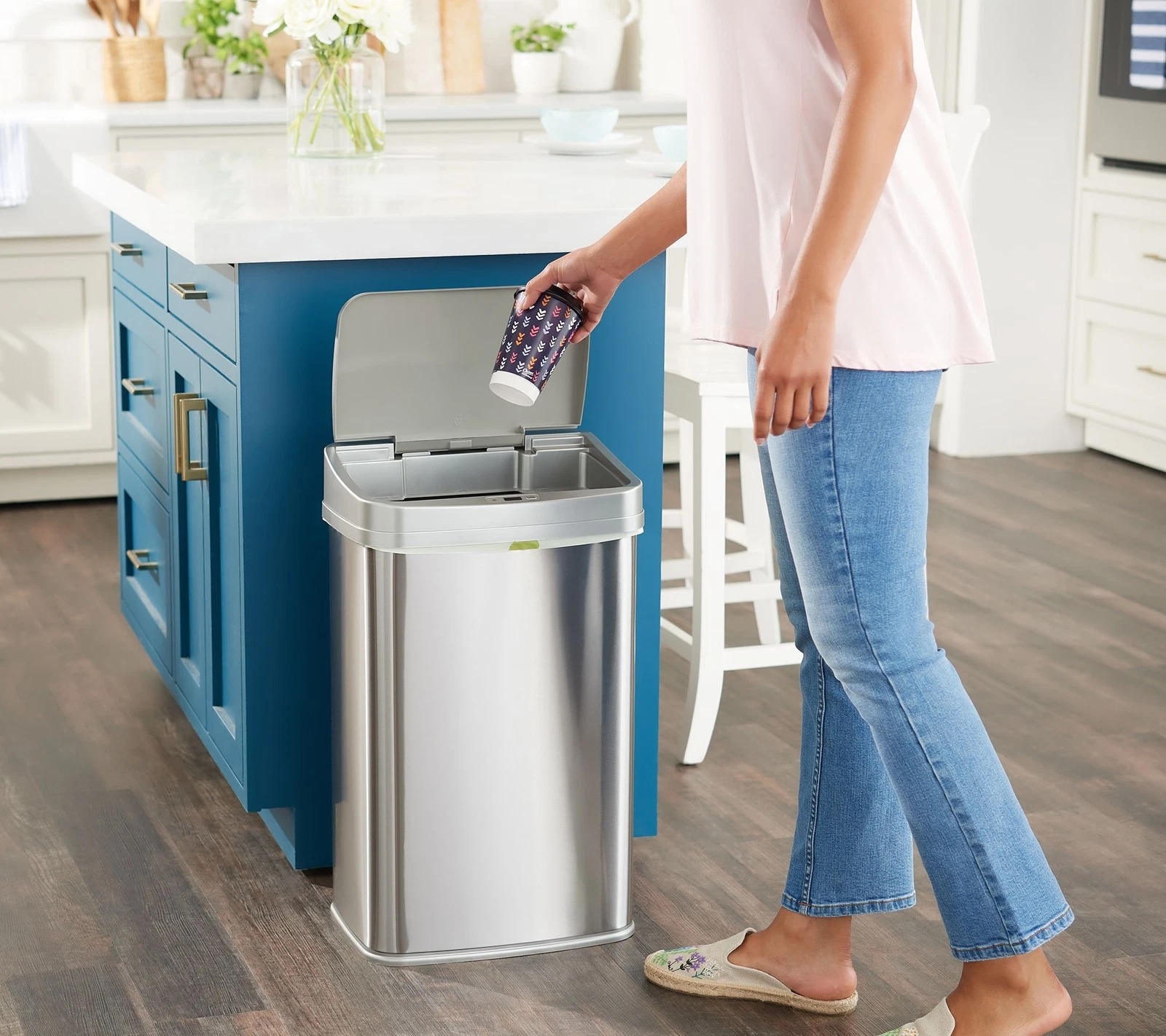 🎄Today's Special Value Buy 2 Get 2 Free🎁NINESTARS 13.2G Stainless Steel Motion Sensor Trash Can with Liners