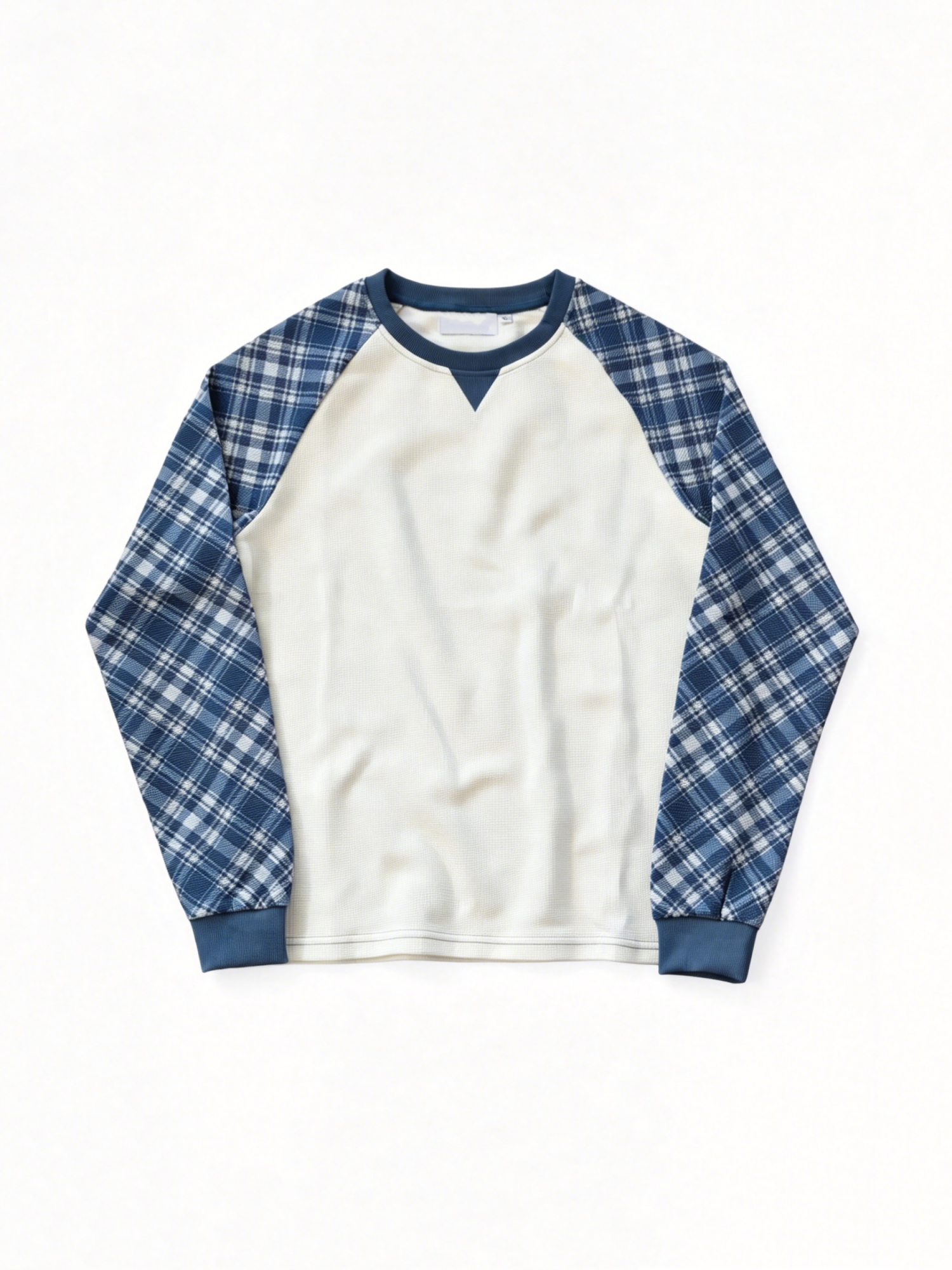 WAFFLE PATCHWORK LONG SLEEVE TOP