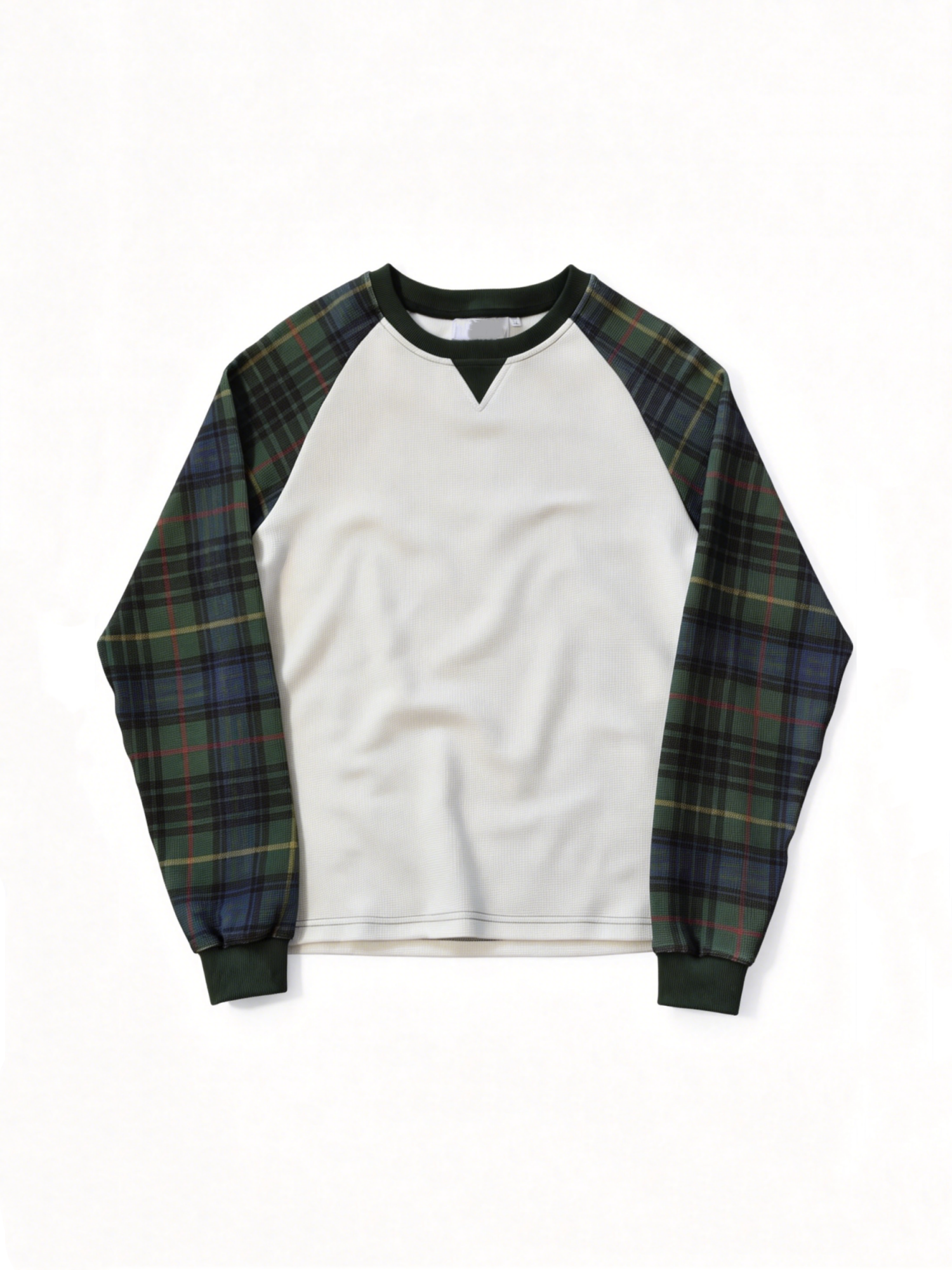 WAFFLE PATCHWORK LONG SLEEVE TOP
