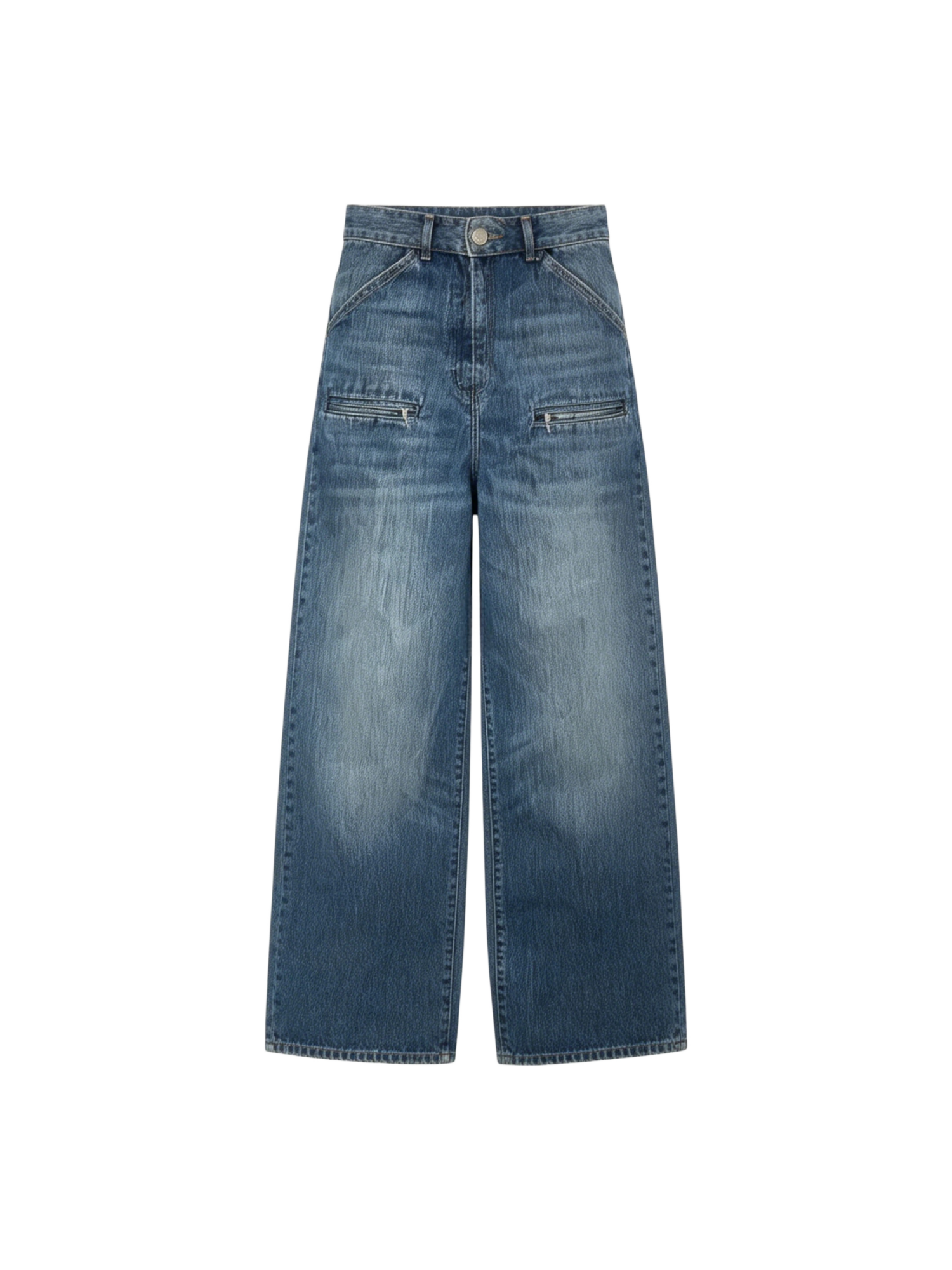 VINTAGE WASHED ZIP JEANS