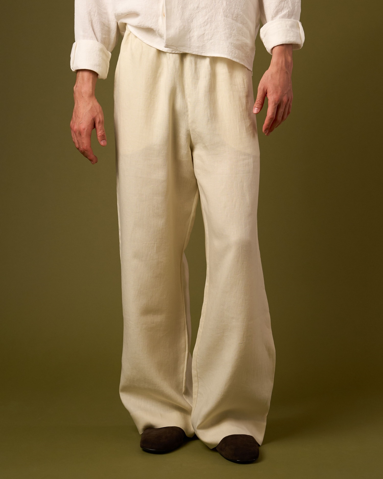 LINEN PLEATED TROUSERS