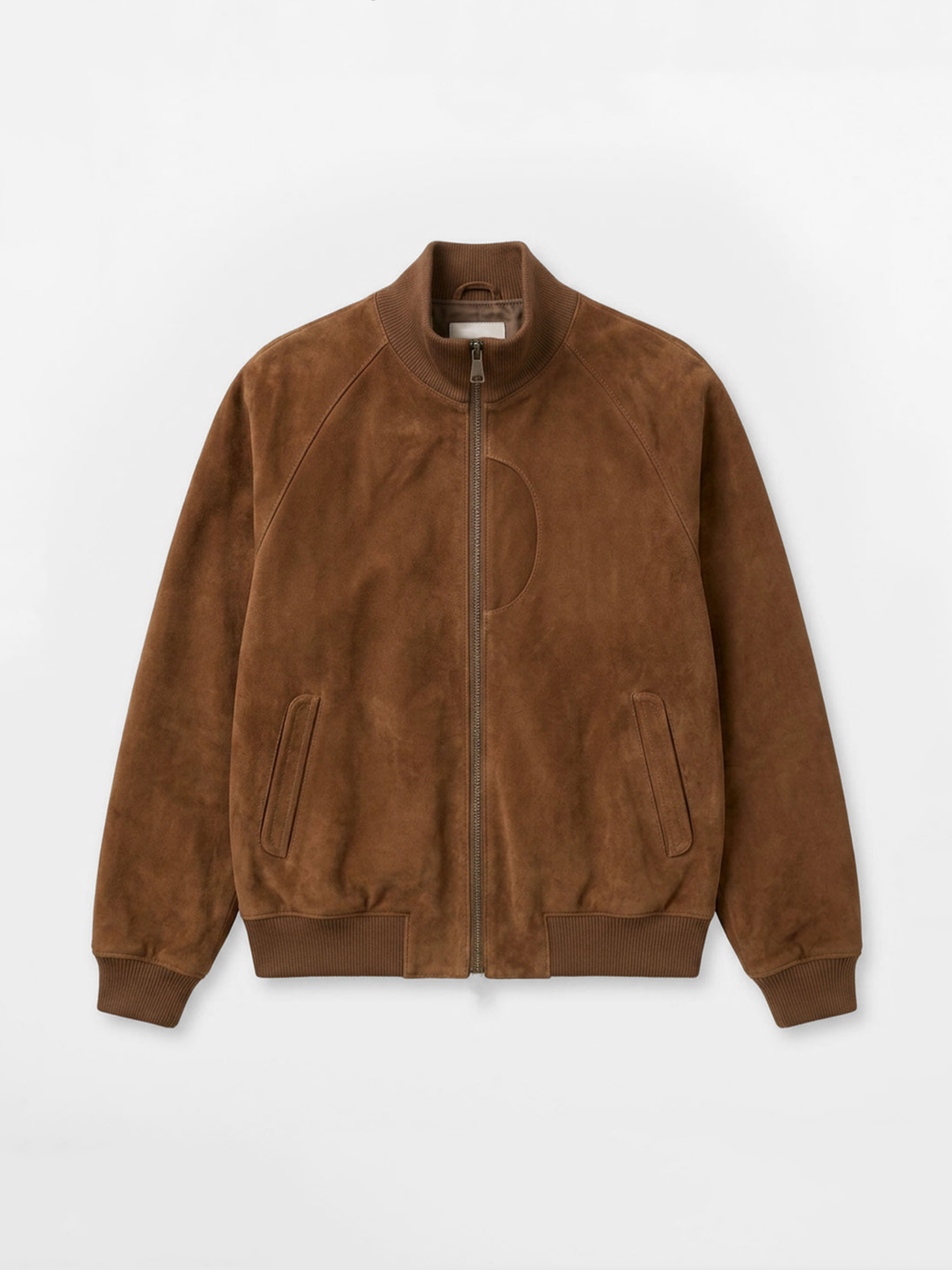 VINTAGE SUEDE STAND COLLAR BOMBER JACKET
