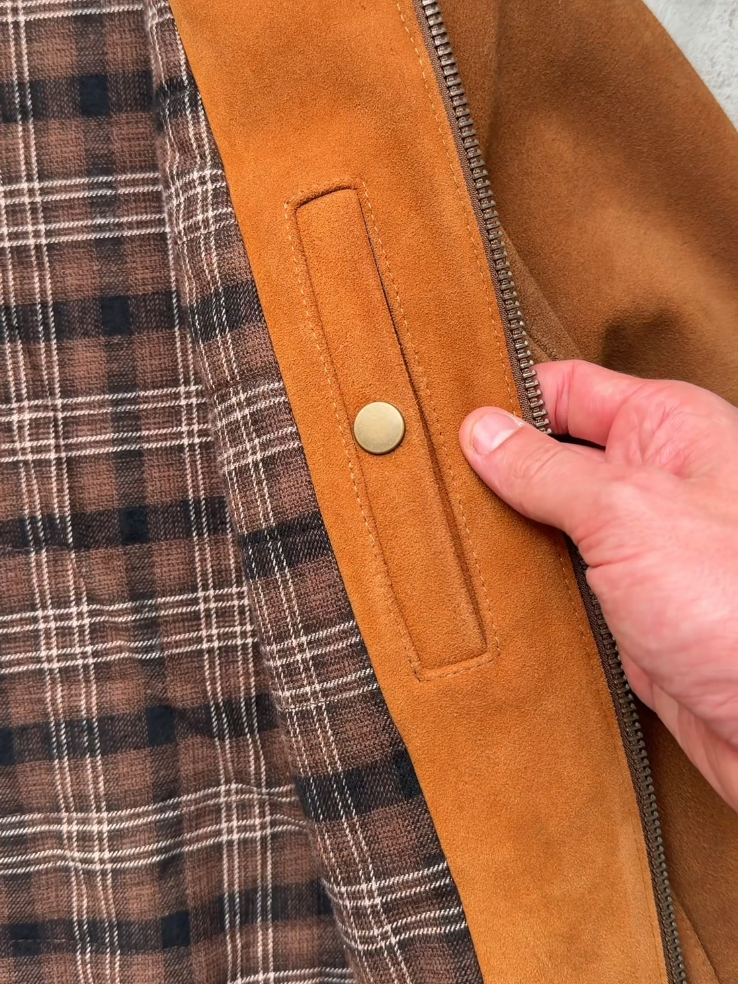 VINTAGE SUEDE STAND COLLAR BOMBER JACKET