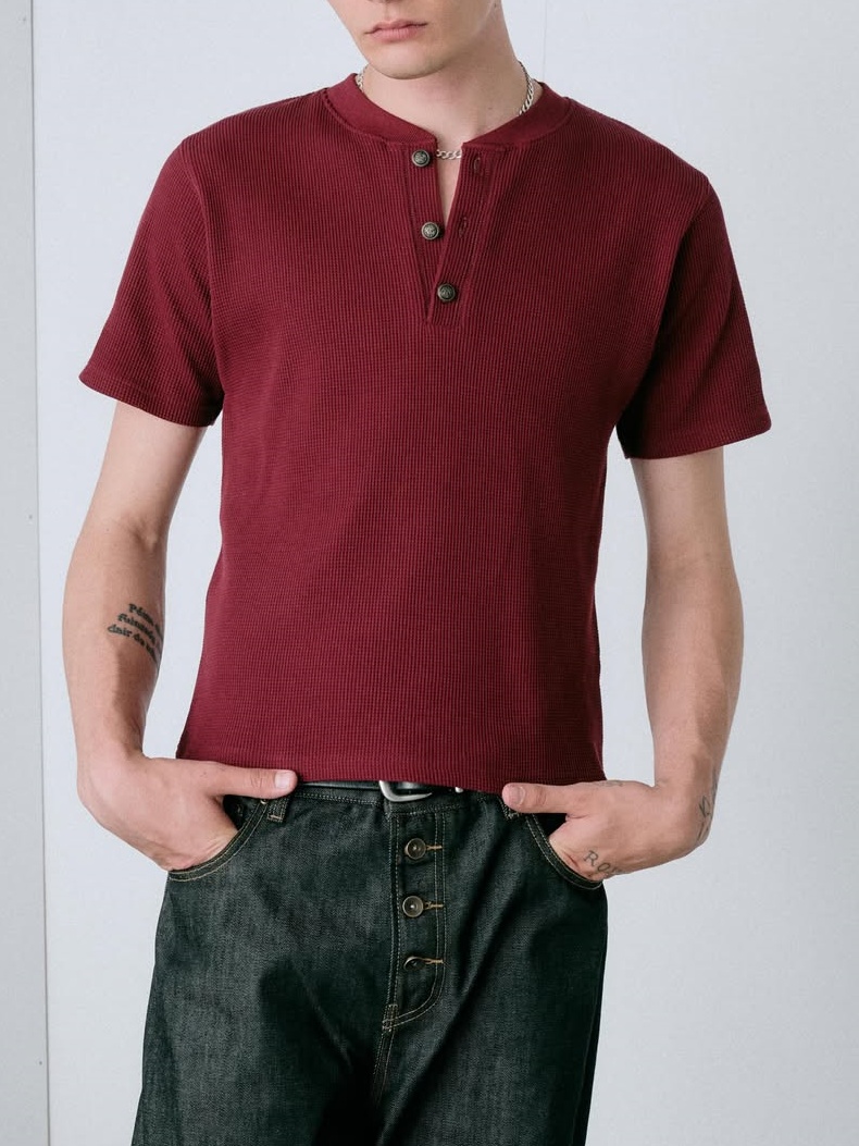 COMPACT THERMAL HENRY NECK T-SHIRT