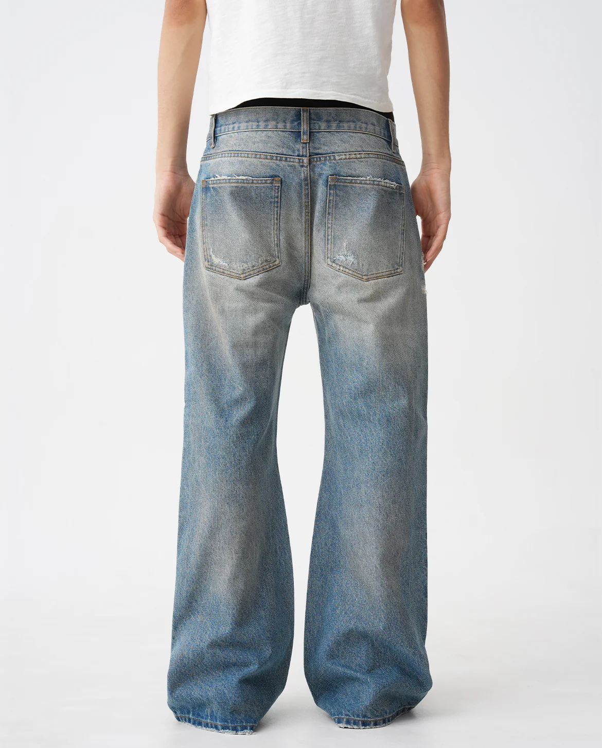 SASHIKO REPAIRED BOOTCUT JEANS