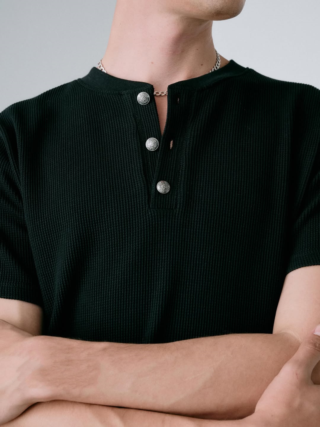 COMPACT THERMAL HENRY NECK T-SHIRT