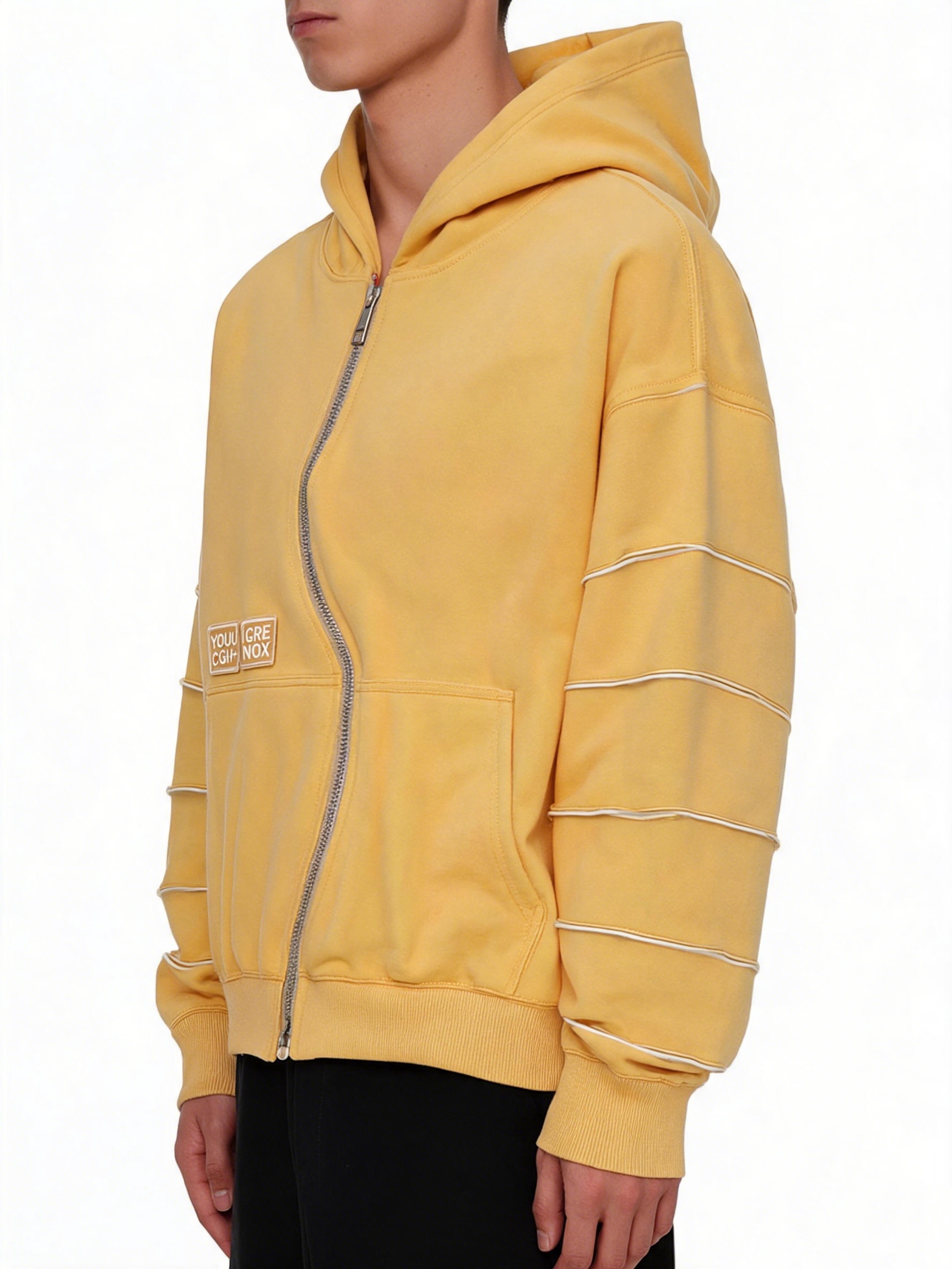 YELLOW WAVY ZIP-UP