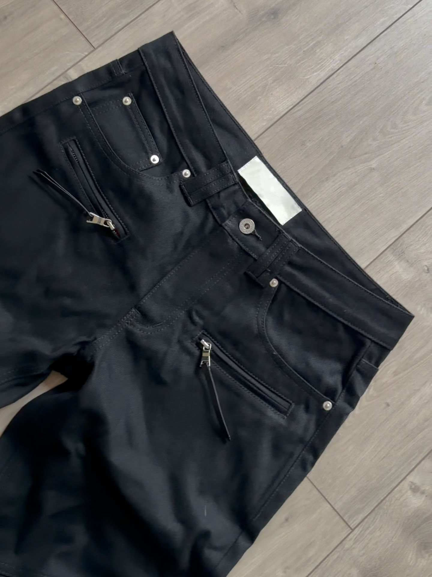 PLAID ZIP POCKET BOOTCUT JEANS