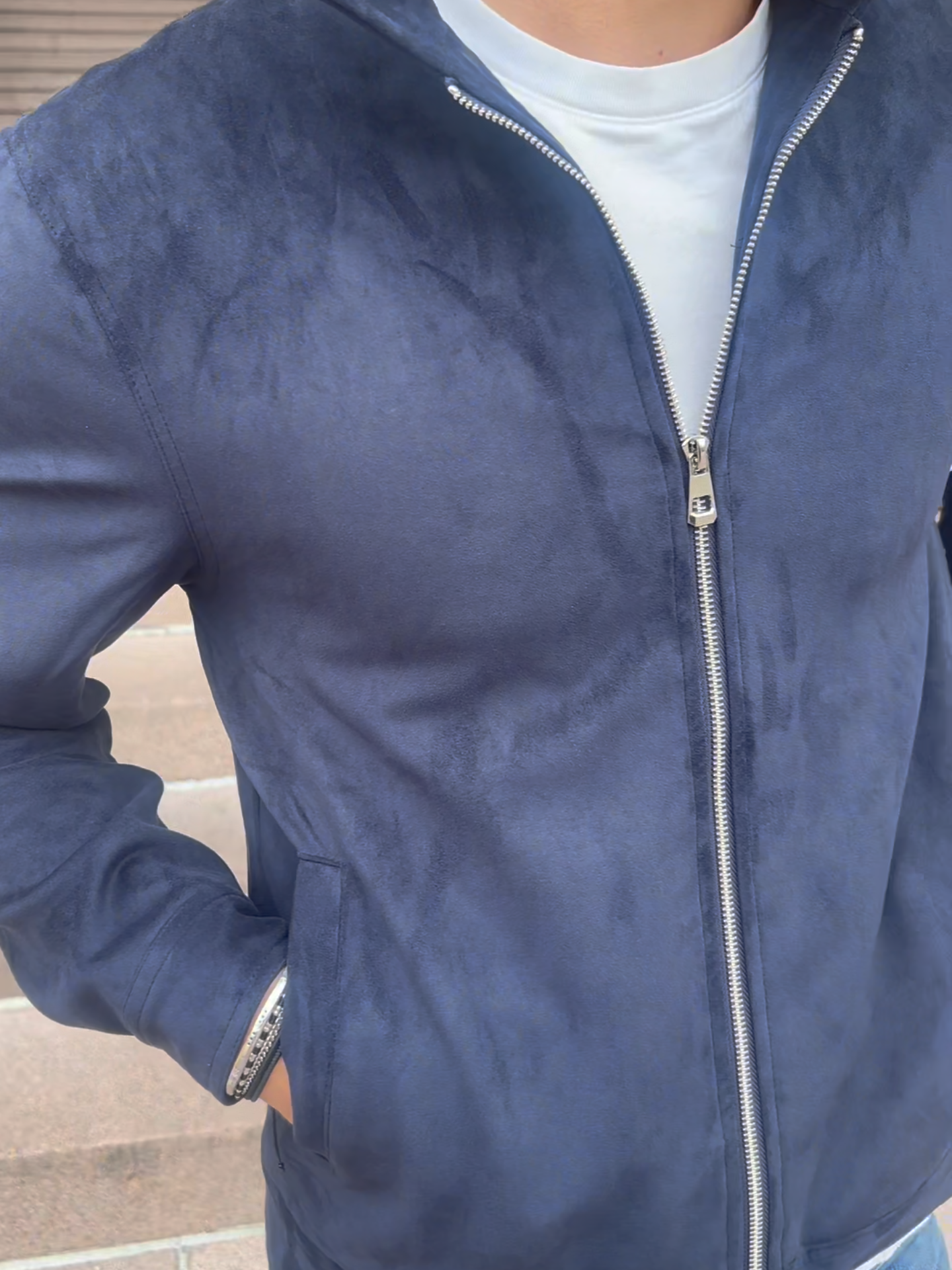 ALCANTARA STAND COLLAR JACKET