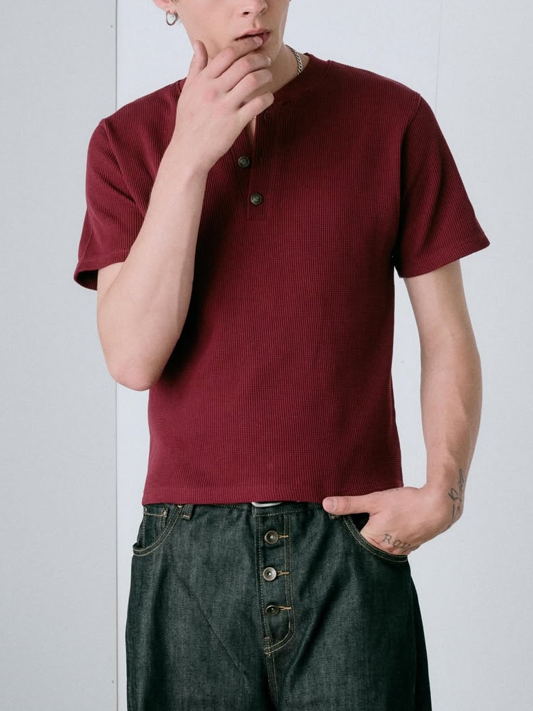 COMPACT THERMAL HENRY NECK T-SHIRT