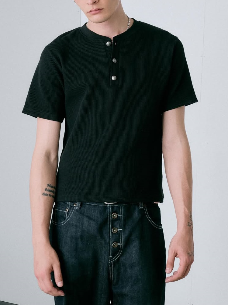 COMPACT THERMAL HENRY NECK T-SHIRT