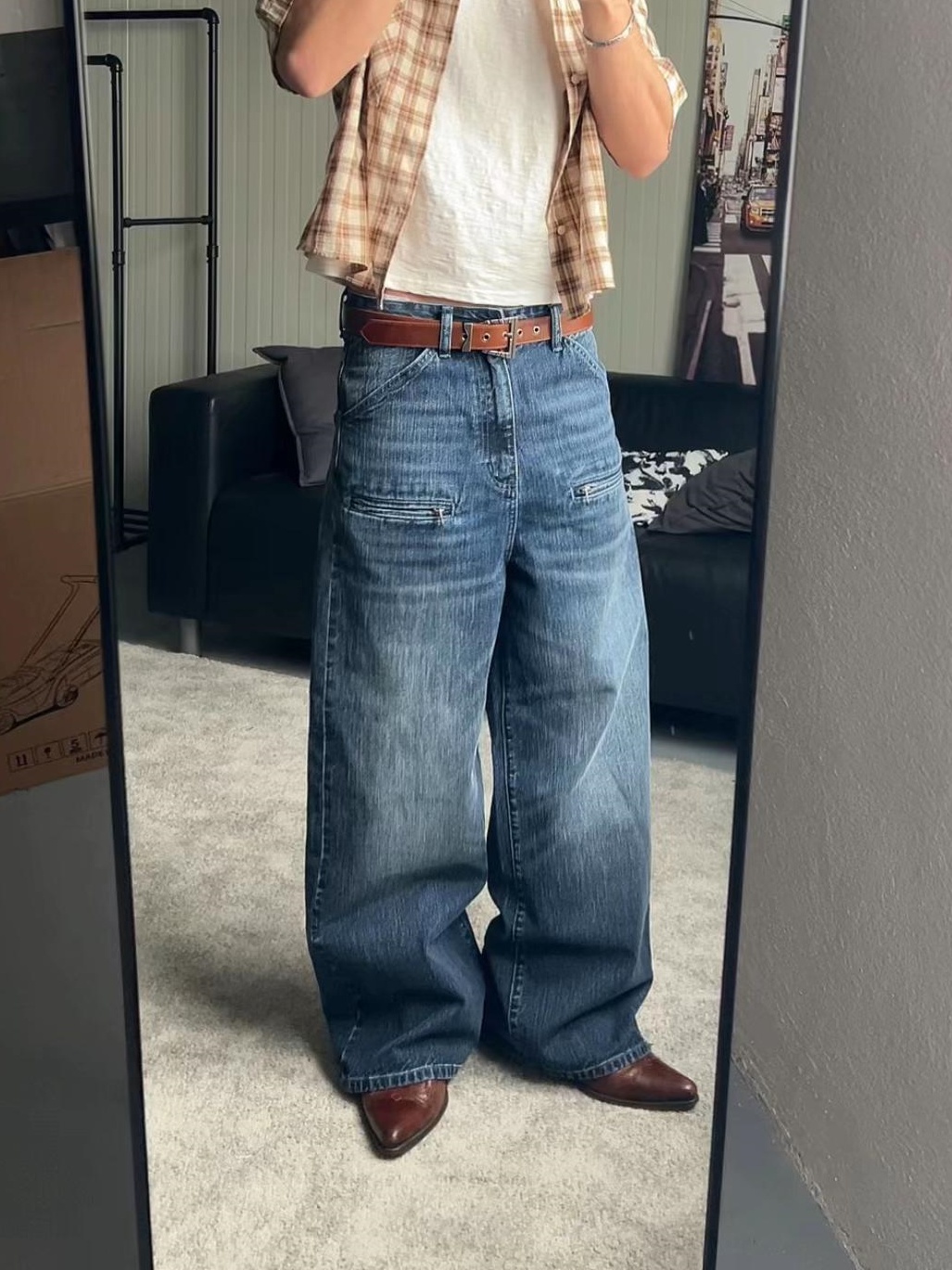 VINTAGE WASHED ZIP JEANS