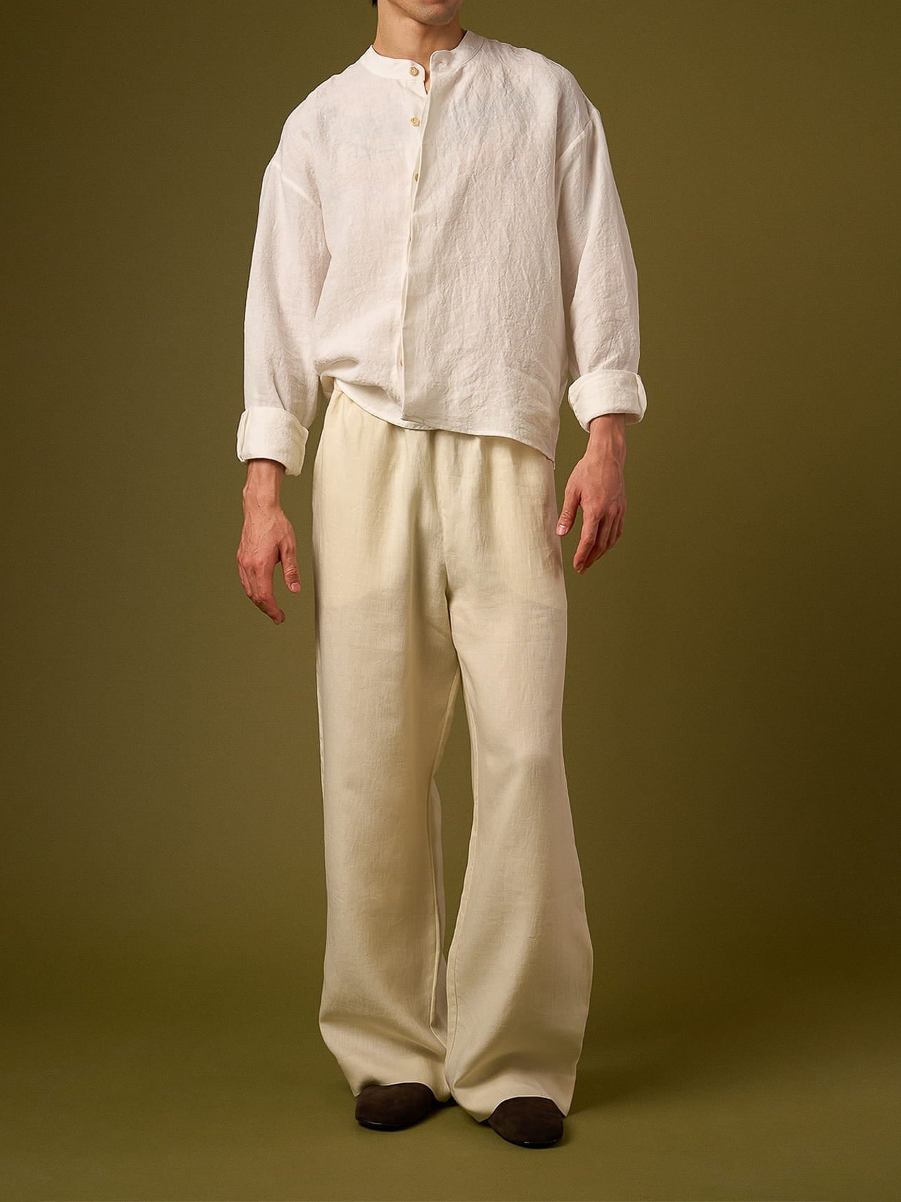 LINEN PLEATED TROUSERS