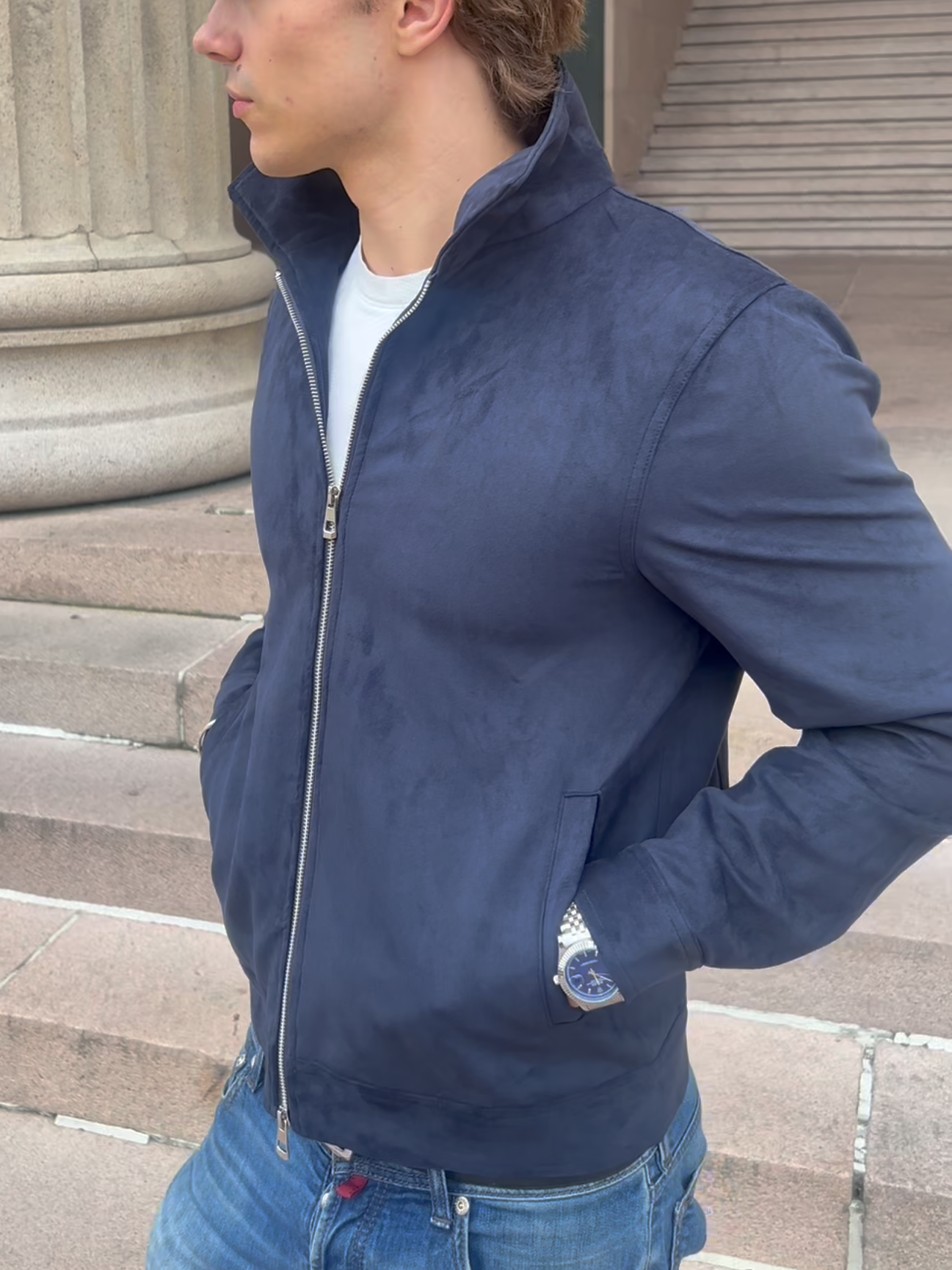 ALCANTARA STAND COLLAR JACKET