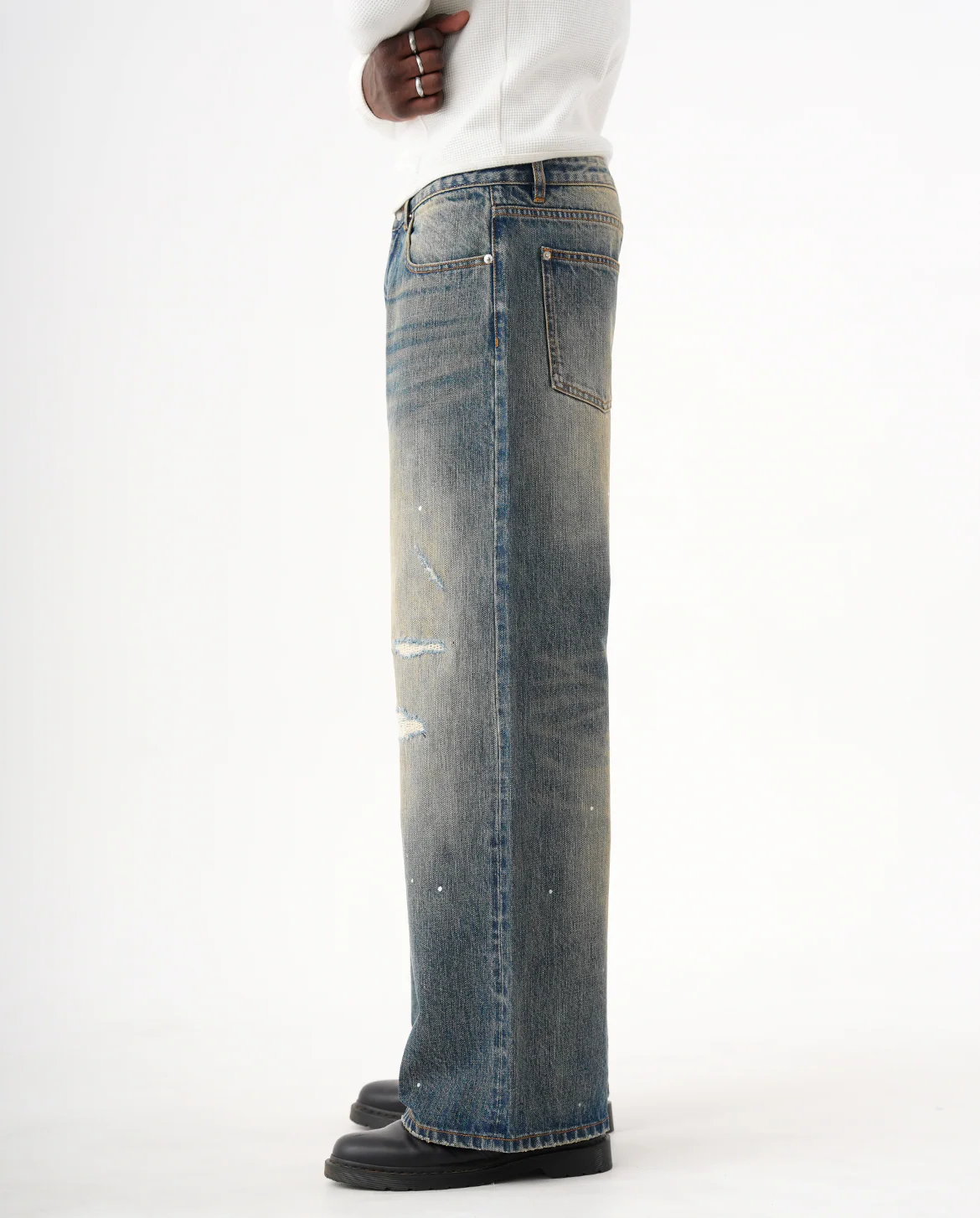 SASHIKO REPAIRED BOOTCUT JEANS