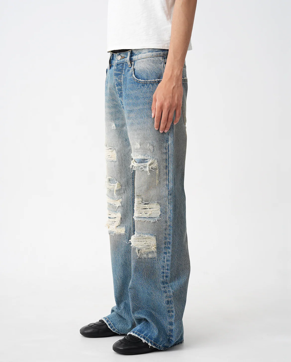 SASHIKO REPAIRED BOOTCUT JEANS