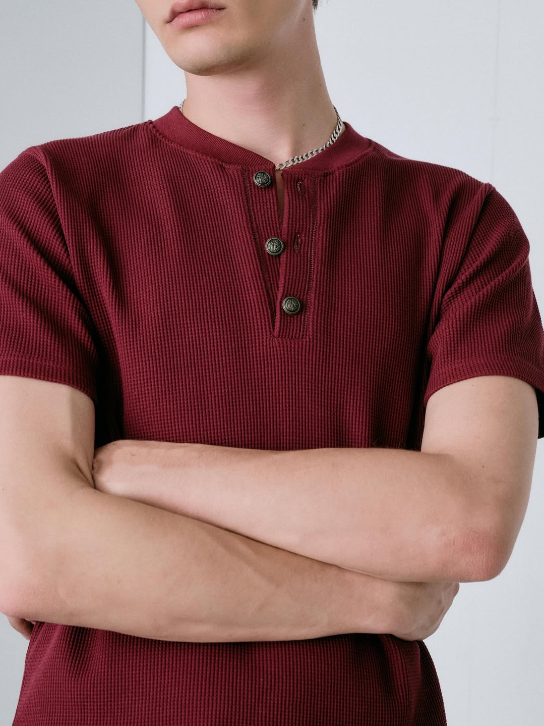 COMPACT THERMAL HENRY NECK T-SHIRT