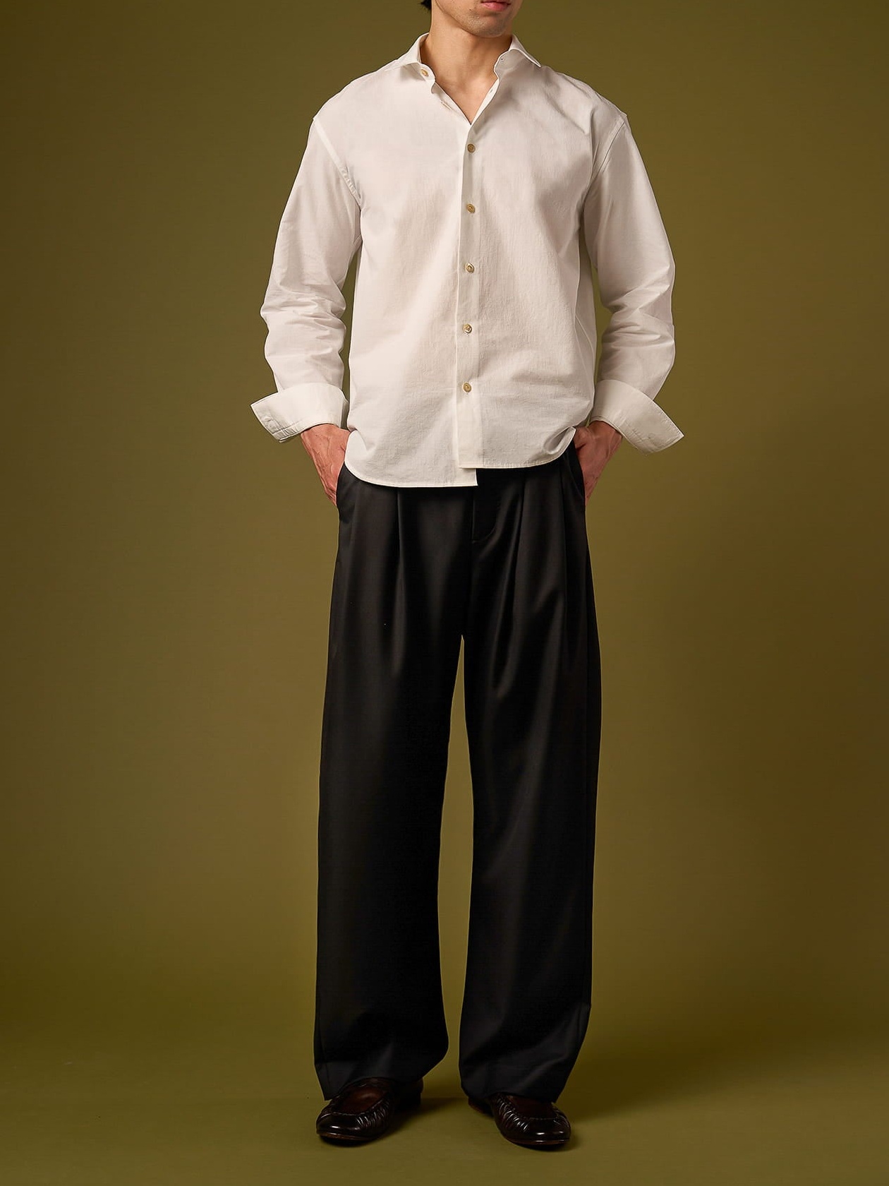 WOOL PLEATED TROUSERS