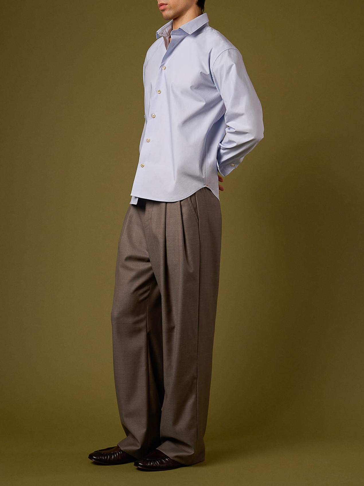 WOOL PLEATED TROUSERS