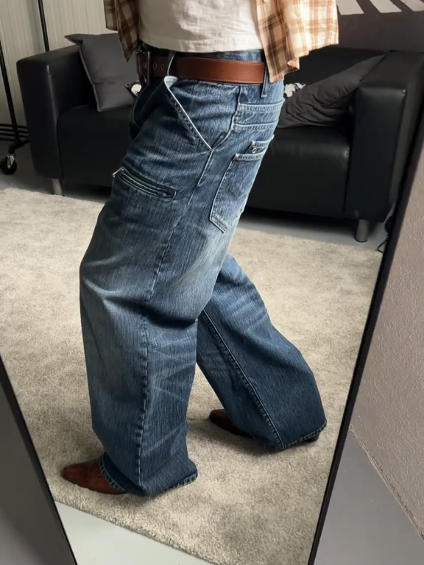 VINTAGE WASHED ZIP JEANS