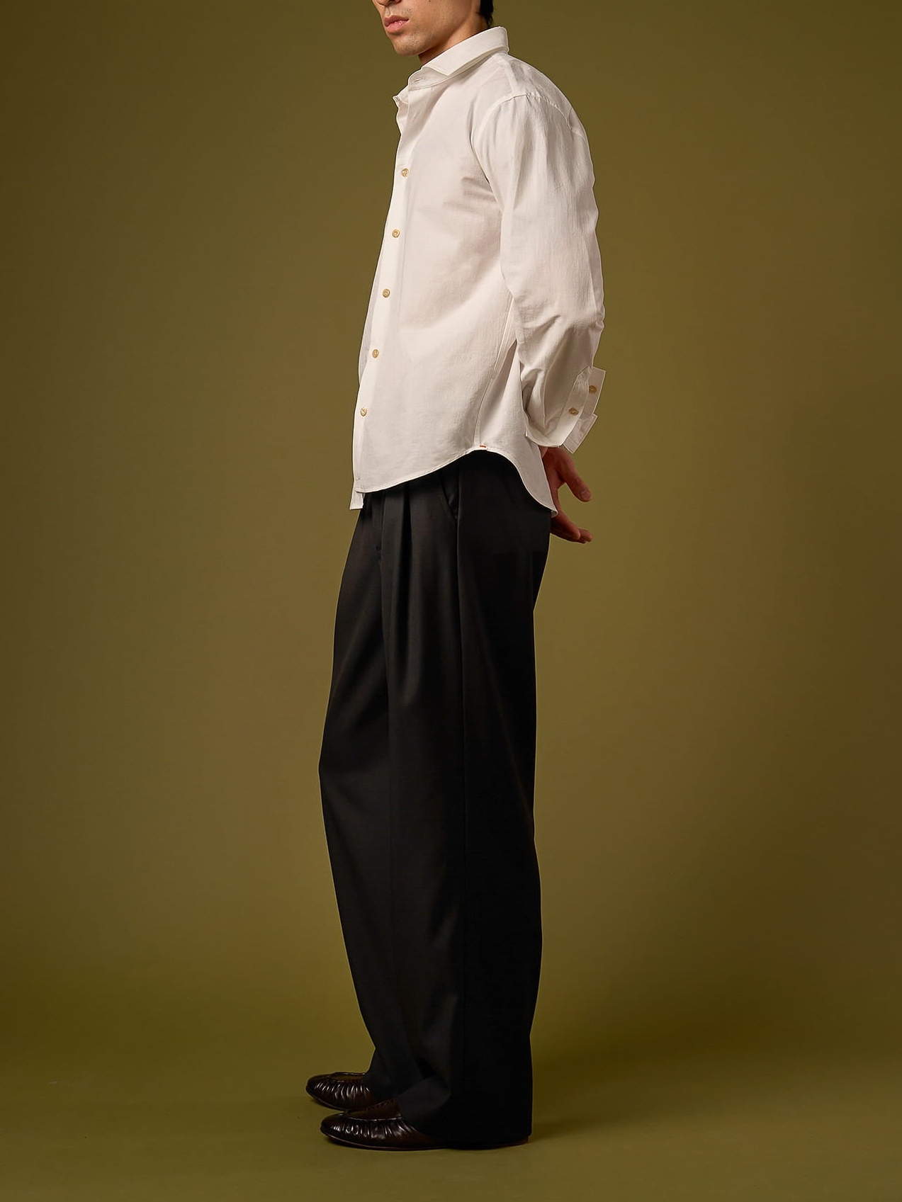 WOOL PLEATED TROUSERS