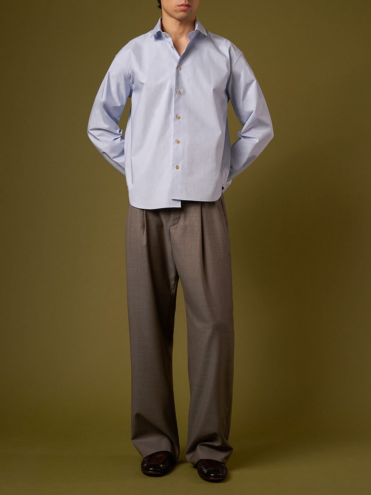 WOOL PLEATED TROUSERS