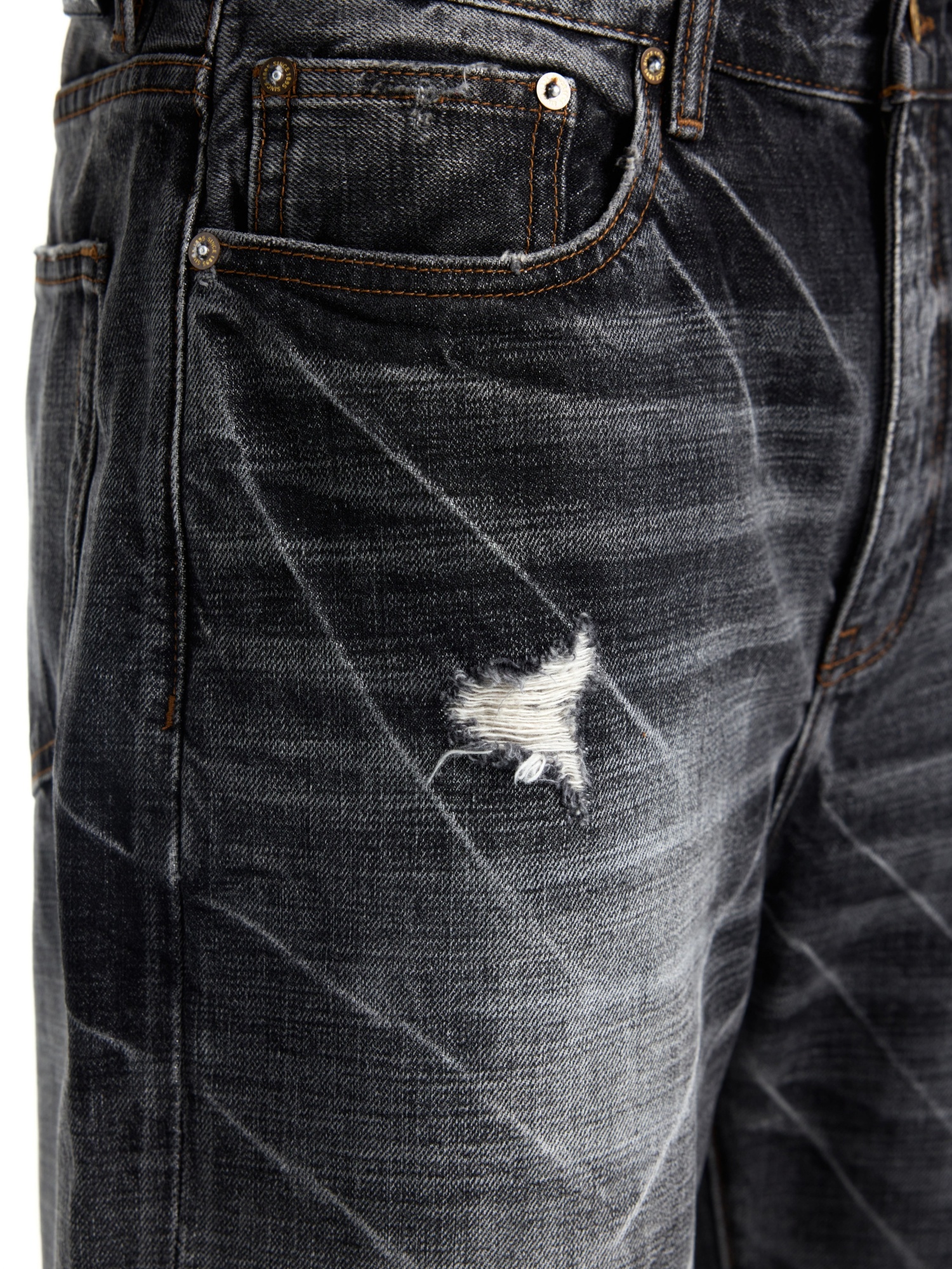 CHARCOAL CRACKED VINTAGE WASH FLARE DENIM