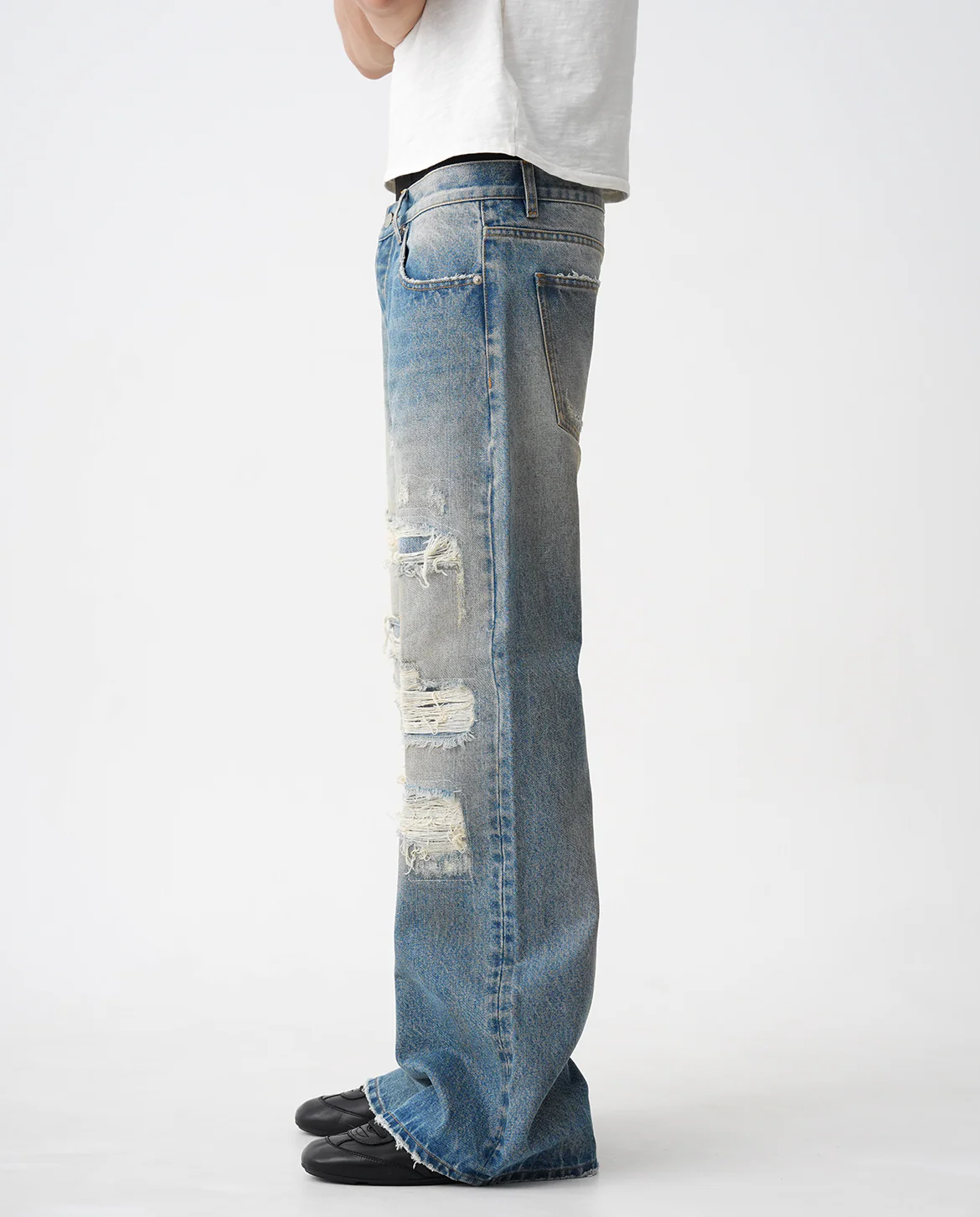 SASHIKO REPAIRED BOOTCUT JEANS