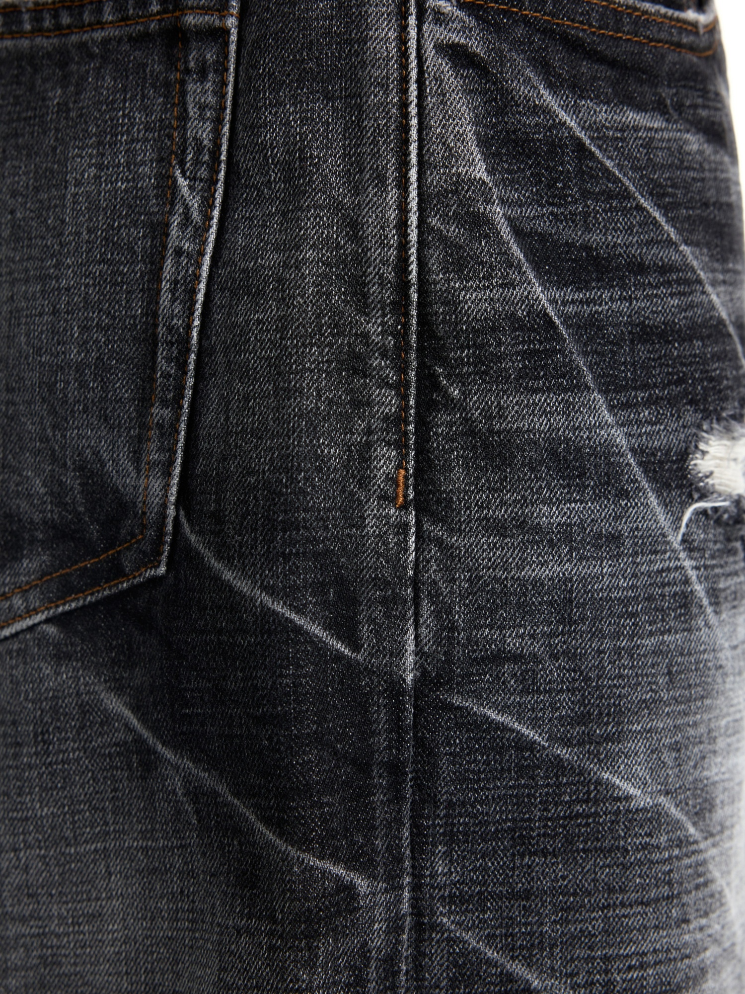 CHARCOAL CRACKED VINTAGE WASH FLARE DENIM