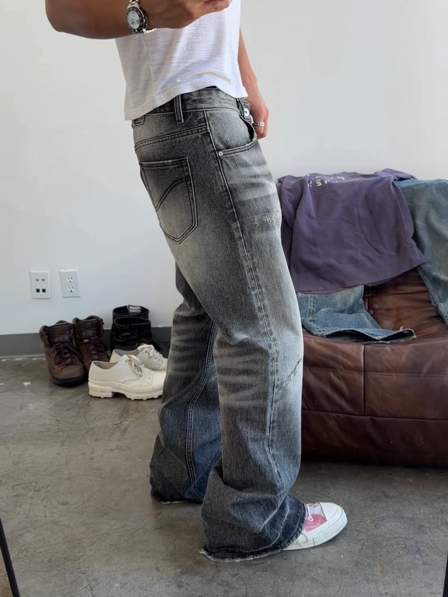 "ECHO" WASHED BOOTCUT DENIM