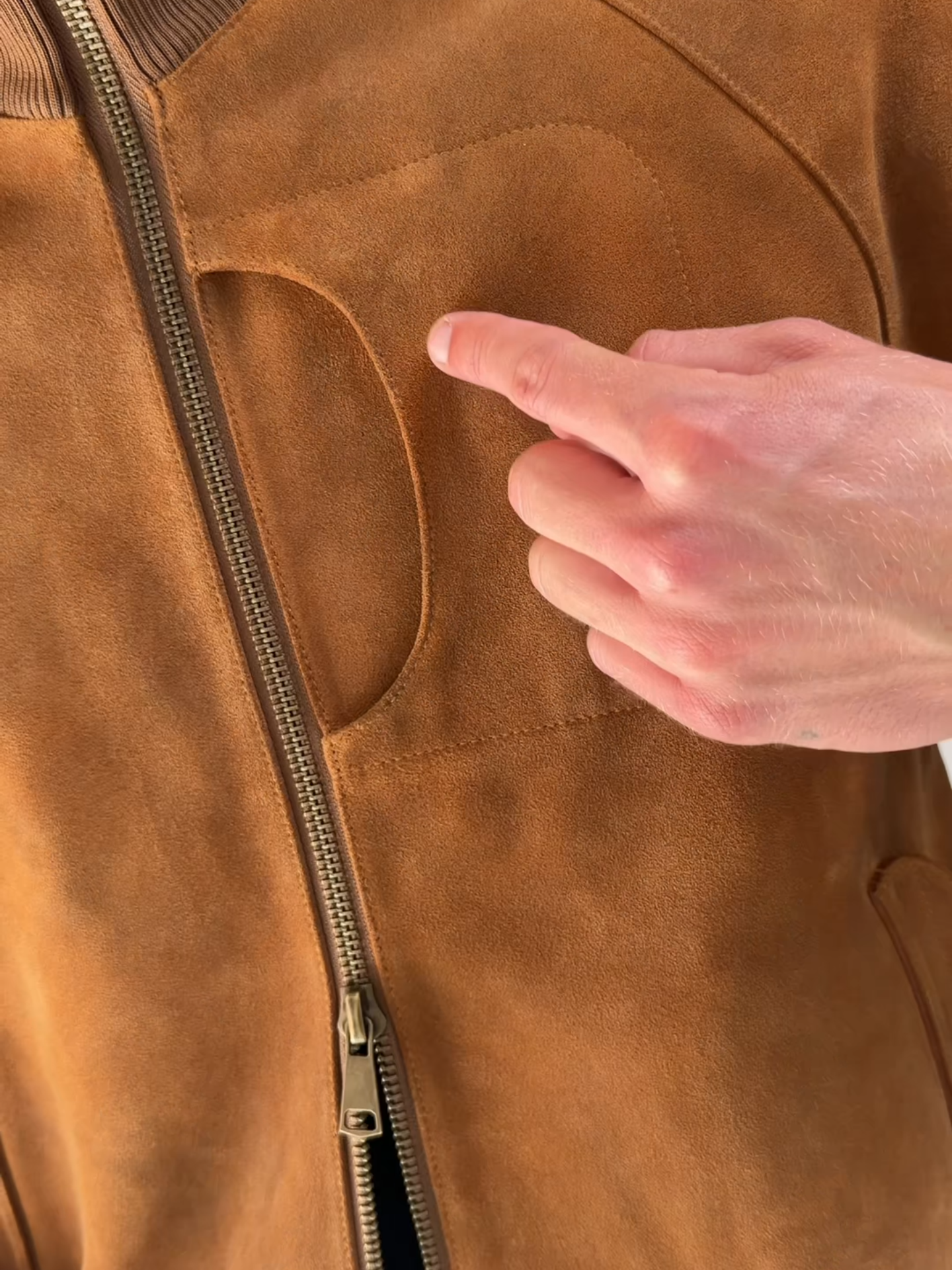 VINTAGE SUEDE STAND COLLAR BOMBER JACKET