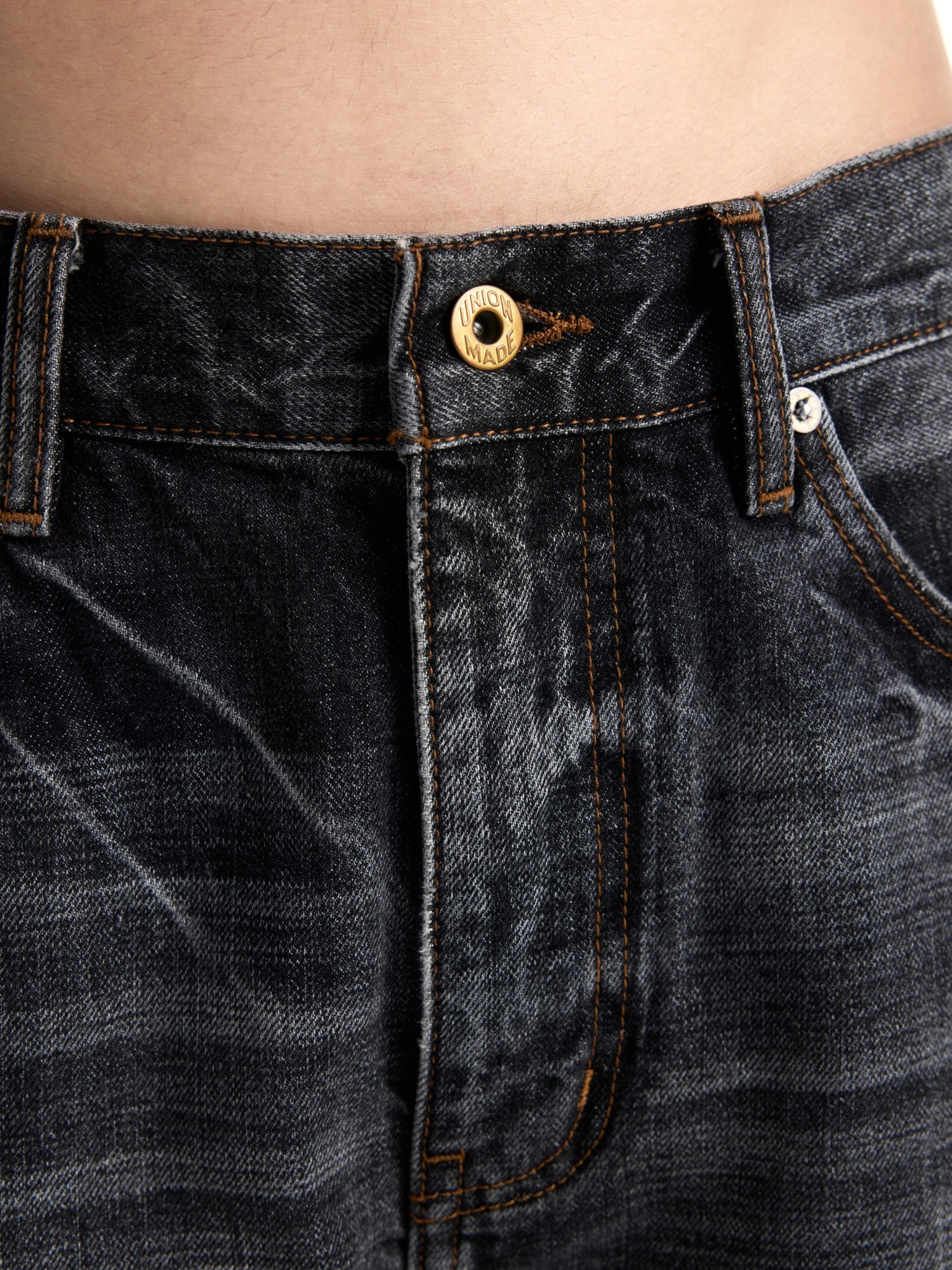 CHARCOAL CRACKED VINTAGE WASH FLARE DENIM
