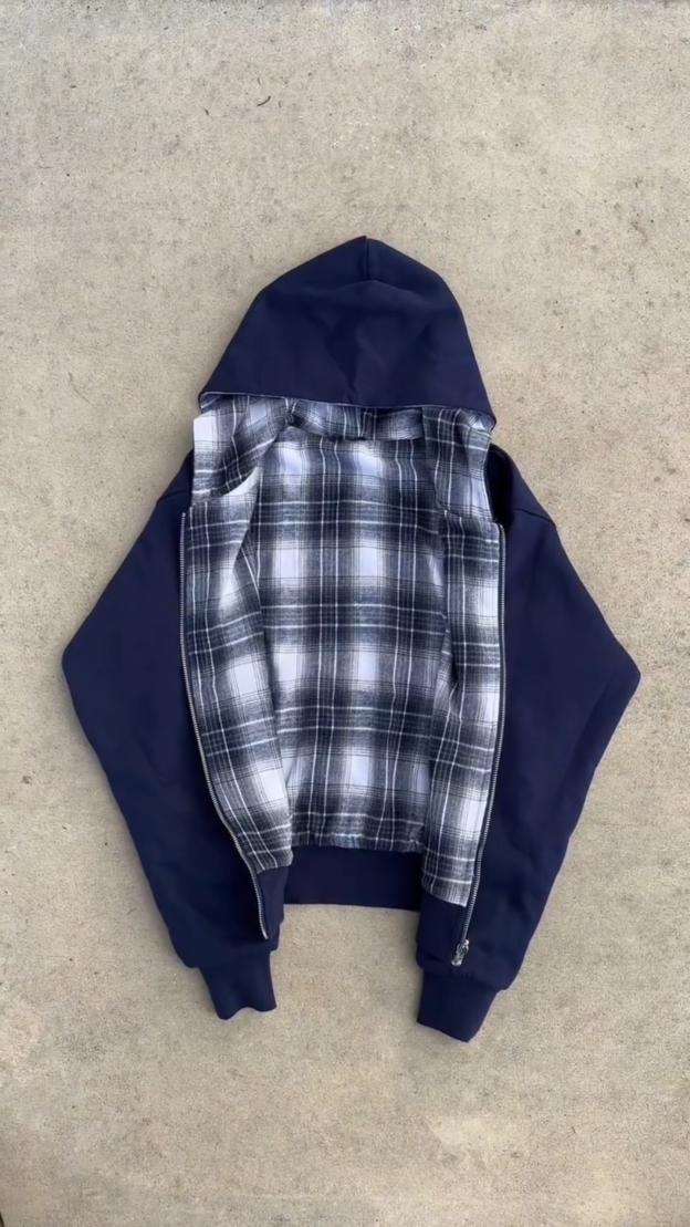 REVERSIBLE PLAID ZIP HOODIE