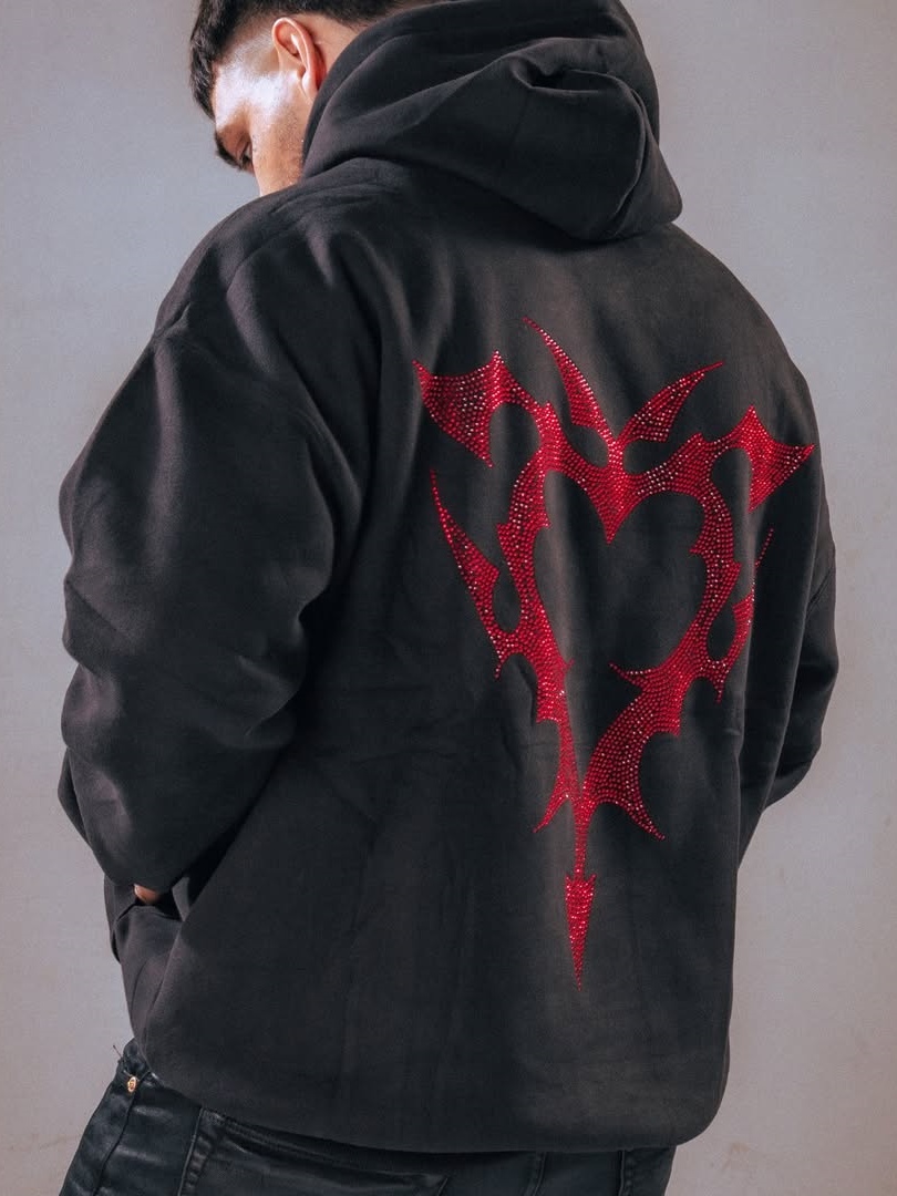 HEART RHINESTONE HOODIE