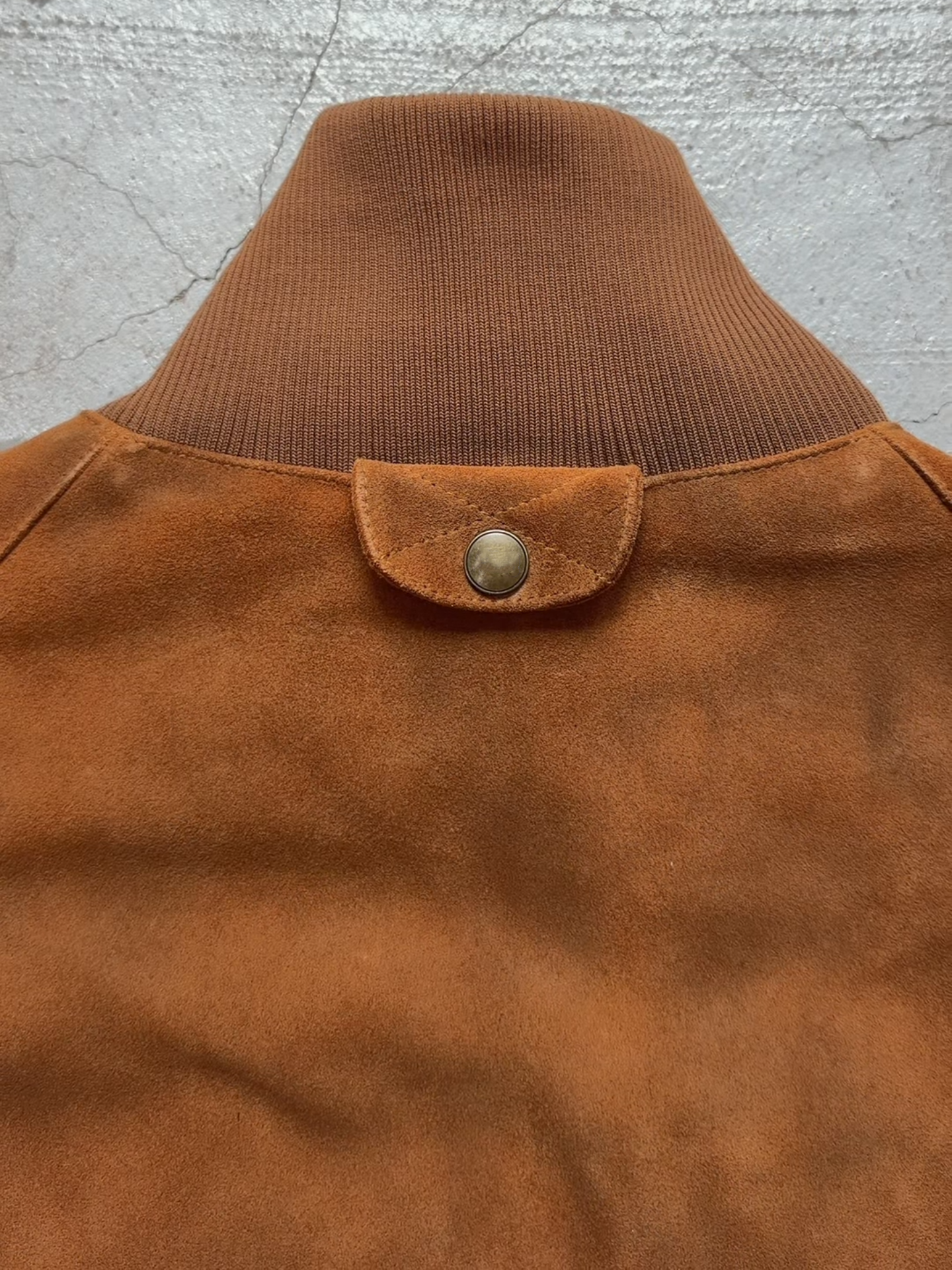 VINTAGE SUEDE STAND COLLAR BOMBER JACKET
