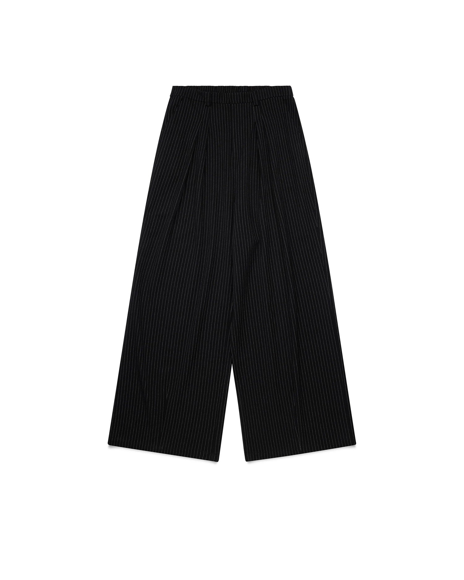 PLEATED WIDE LEG PINSTRIPE PANTS