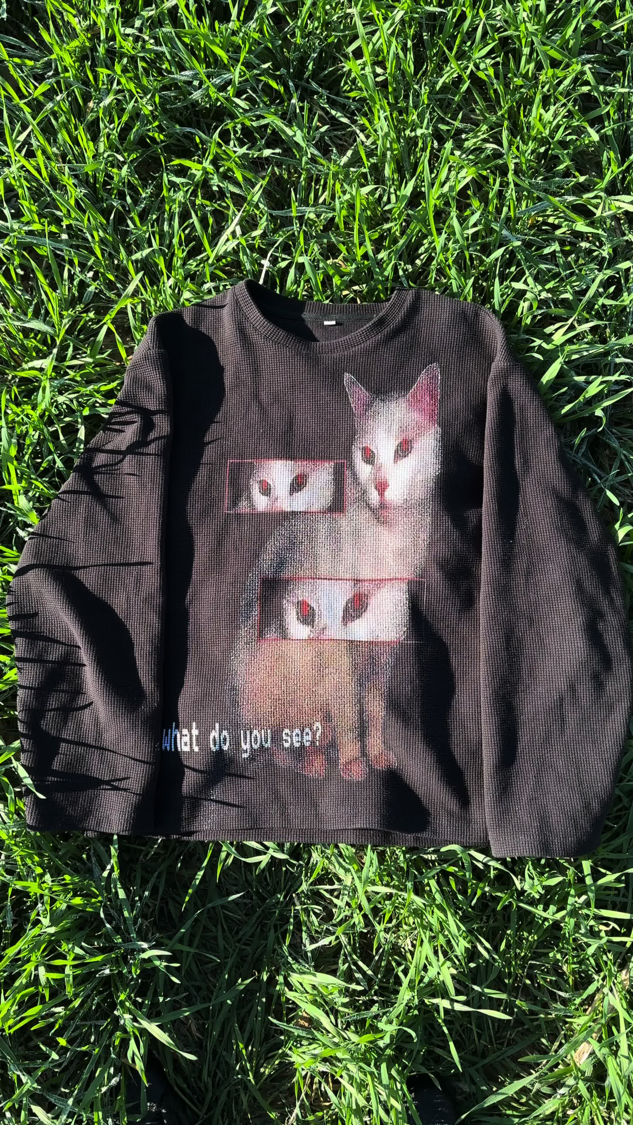 "EVIL CAT" WAFFLE LONG SLEEVE