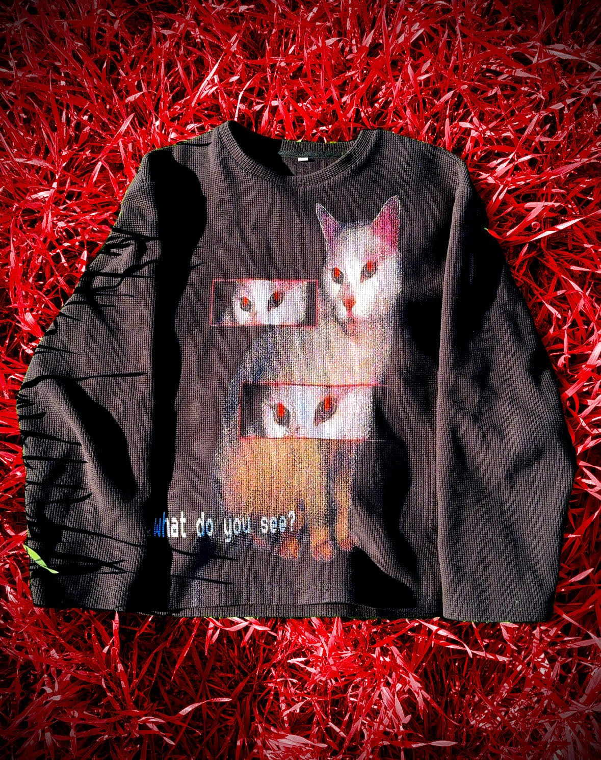 "EVIL CAT" WAFFLE LONG SLEEVE