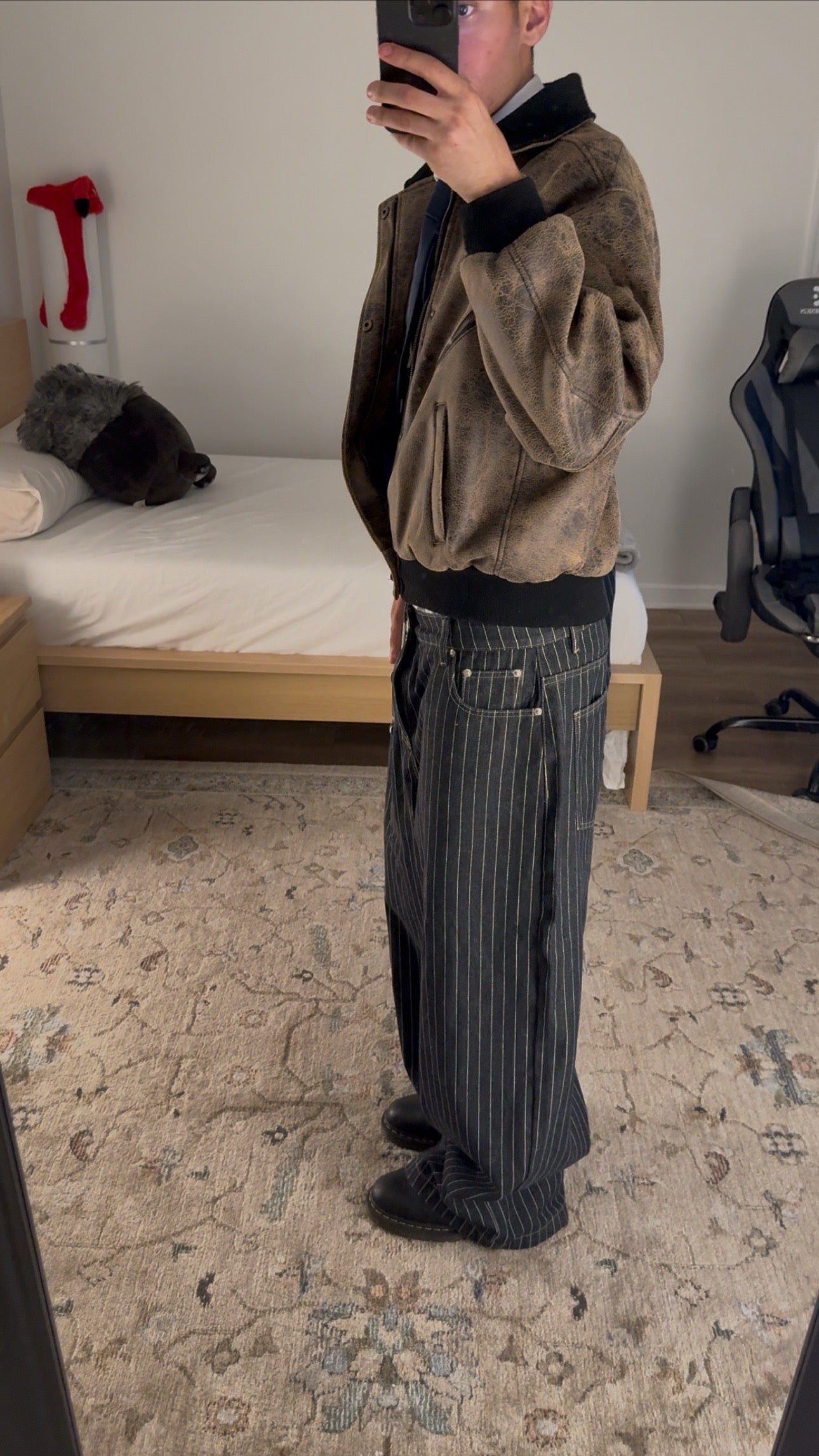 PINSTRIPE WIDE LEG DENIM