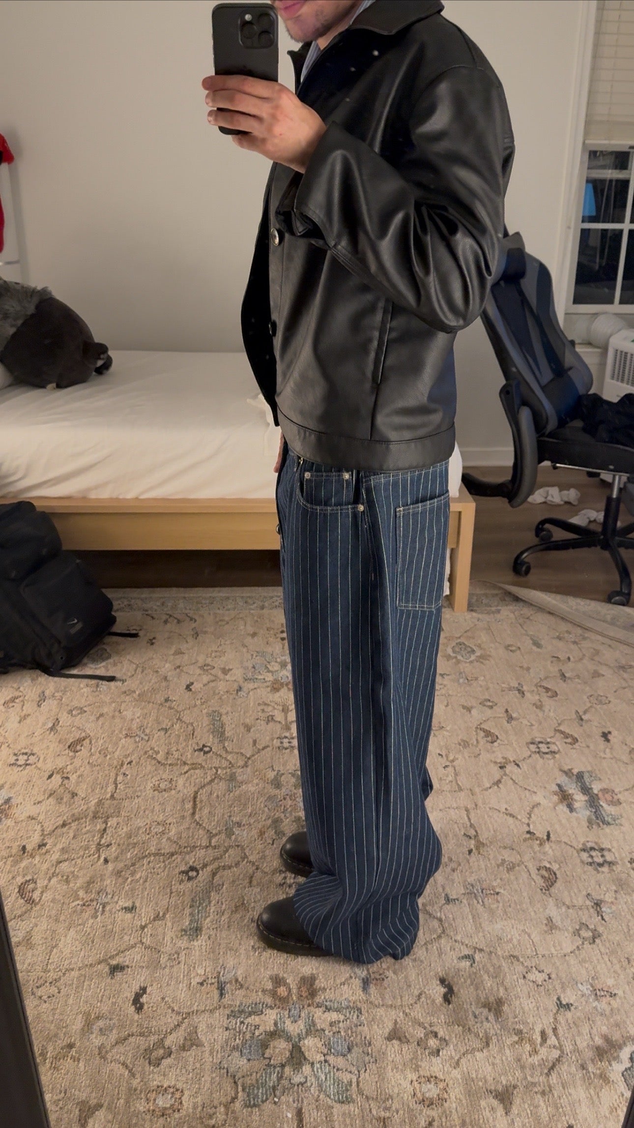 PINSTRIPE WIDE LEG DENIM