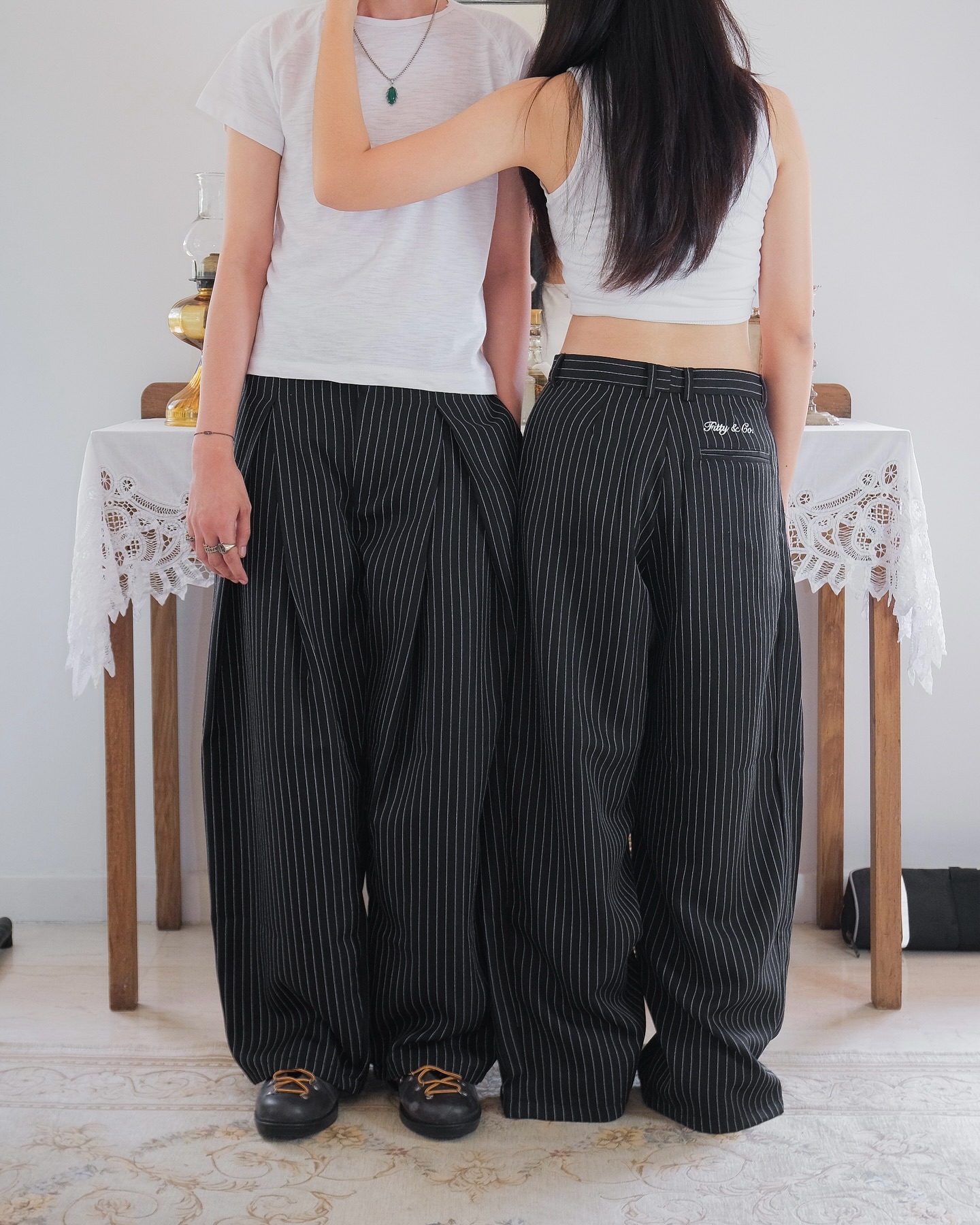 STRIPED DOUBLE PLEATED TROUSERS