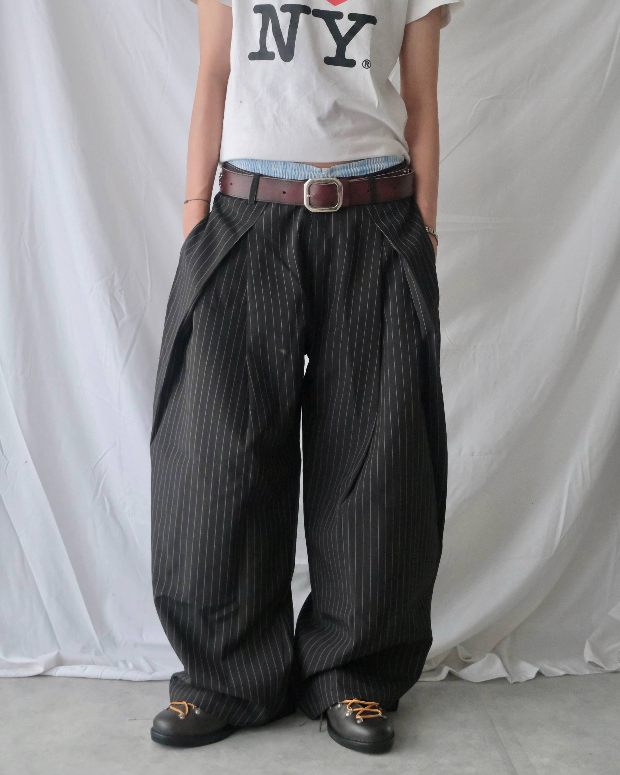 STRIPED DOUBLE PLEATED TROUSERS