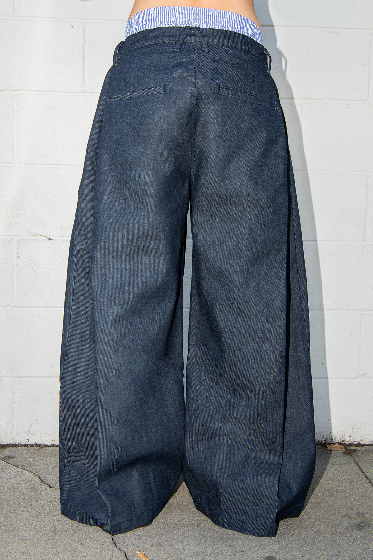 15OZ PLEATED BAGGY JEANS
