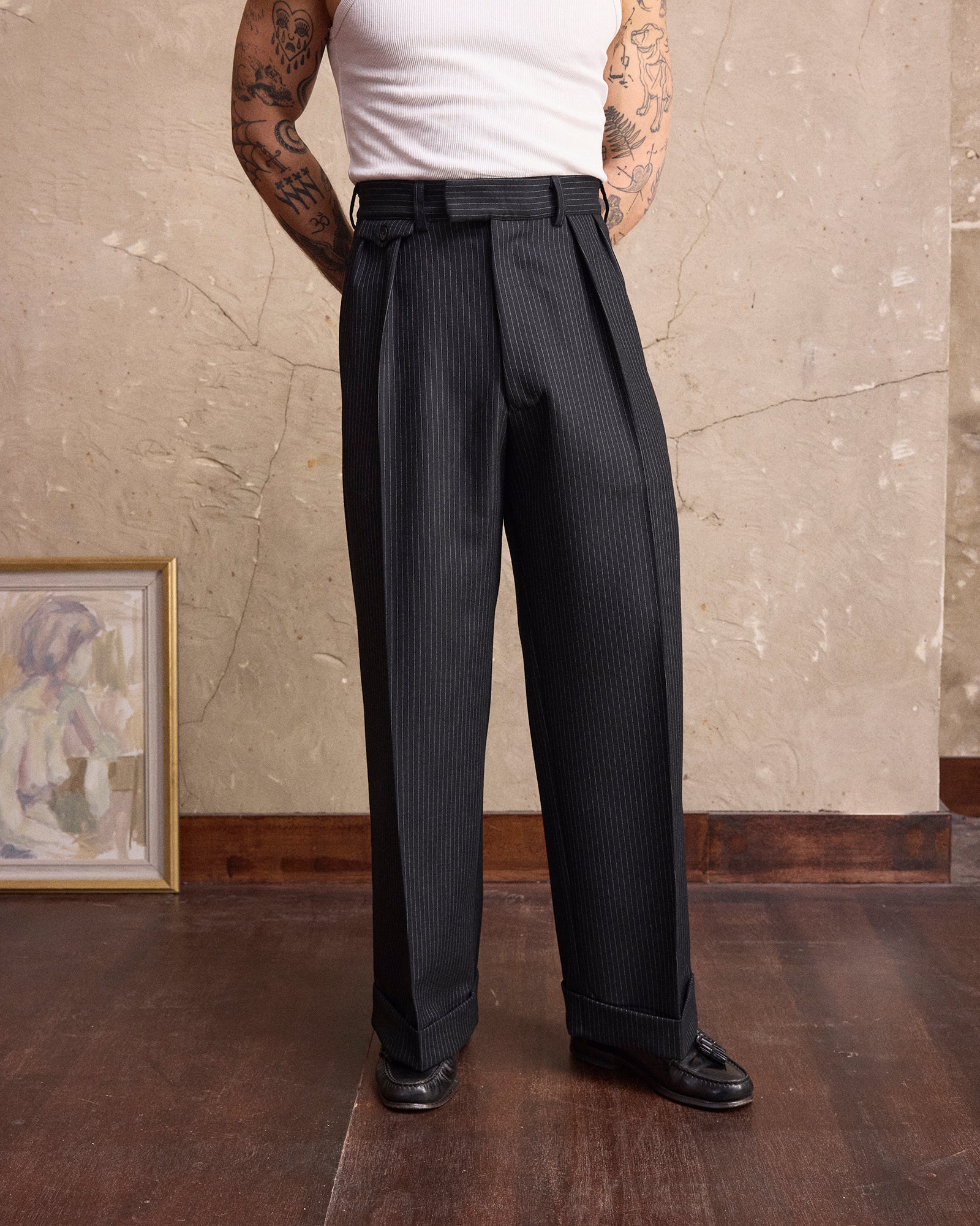 VINTAGE WOOL PLEATED TROUSERS