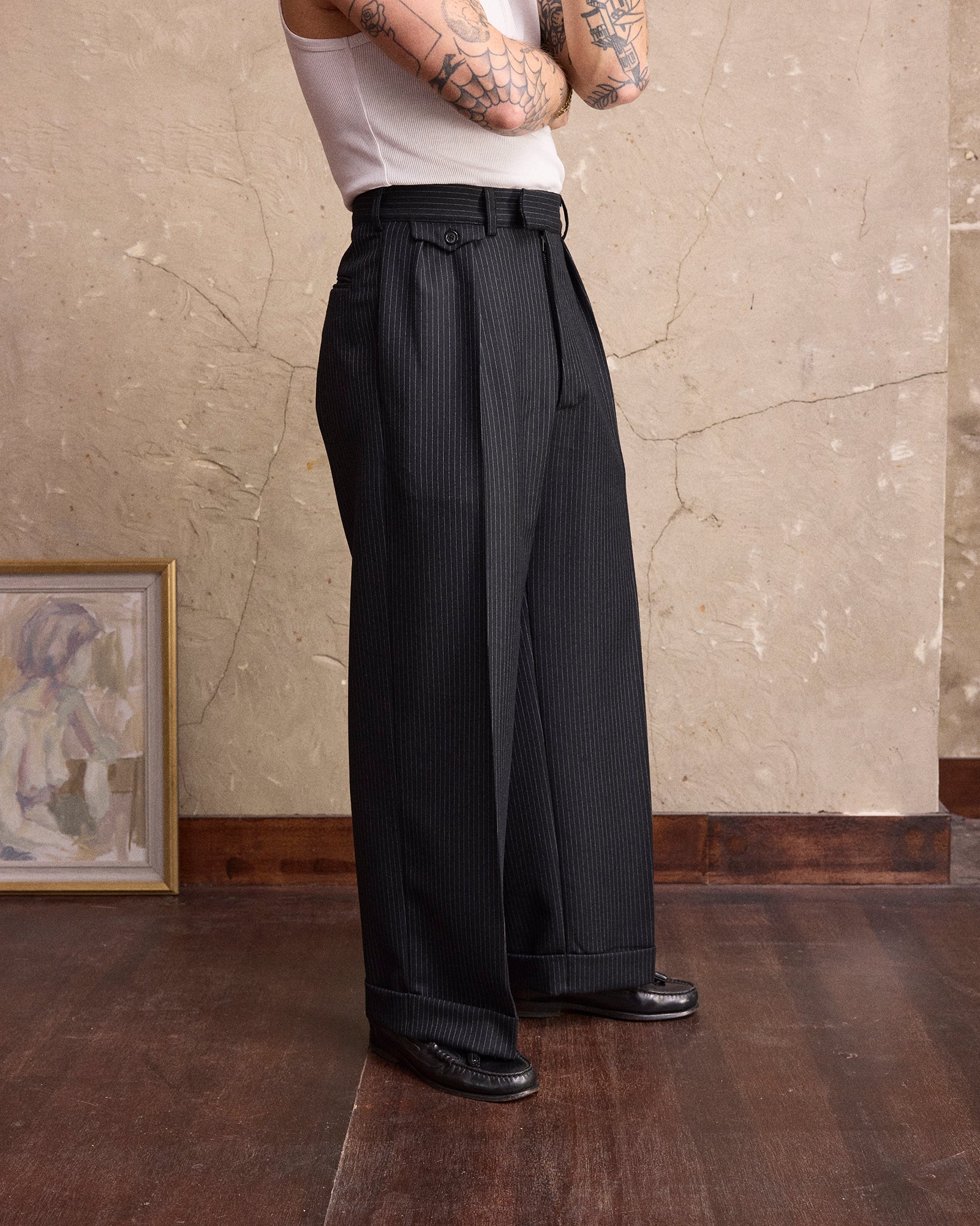 VINTAGE WOOL PLEATED TROUSERS