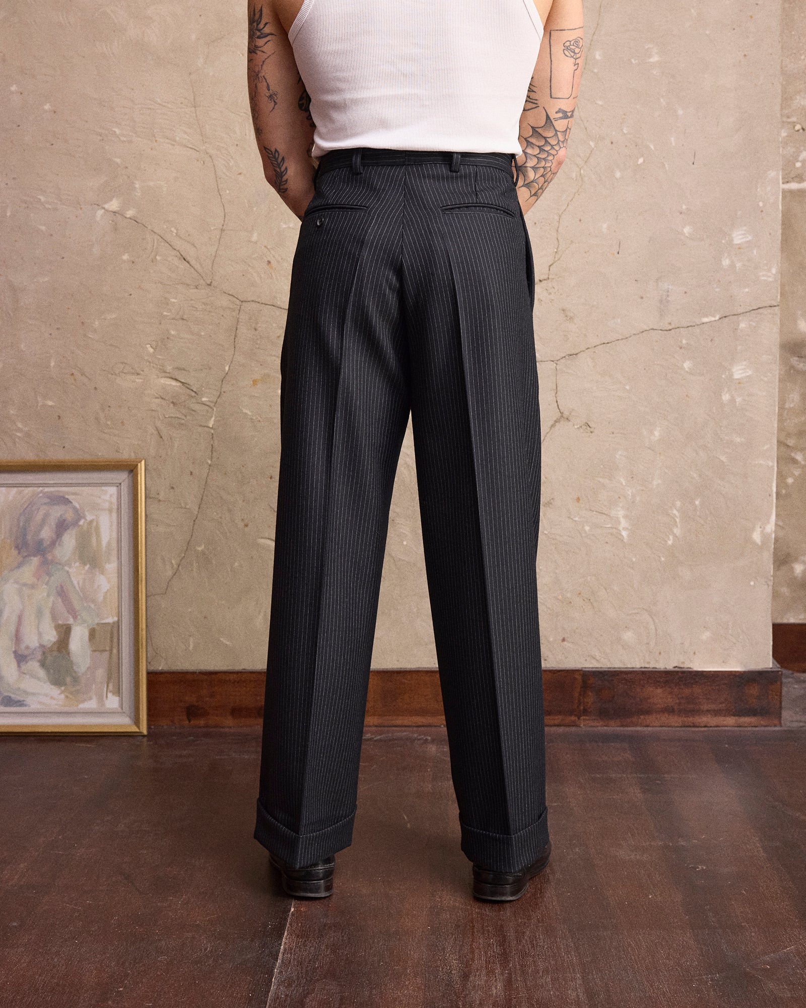 VINTAGE WOOL PLEATED TROUSERS