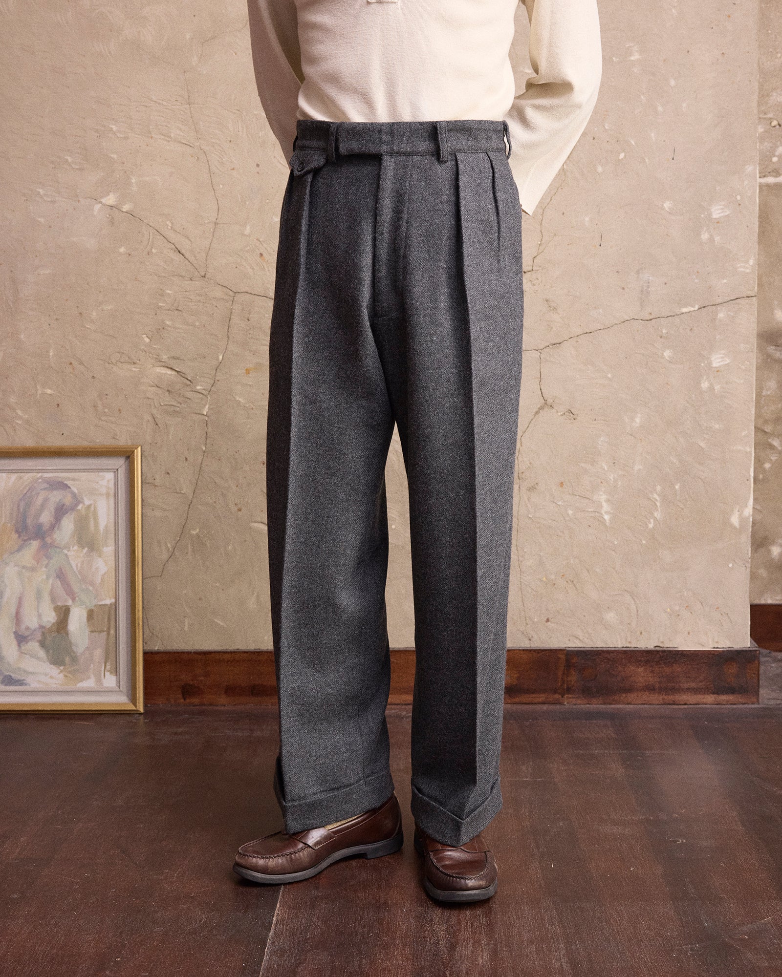 VINTAGE WOOL PLEATED TROUSERS