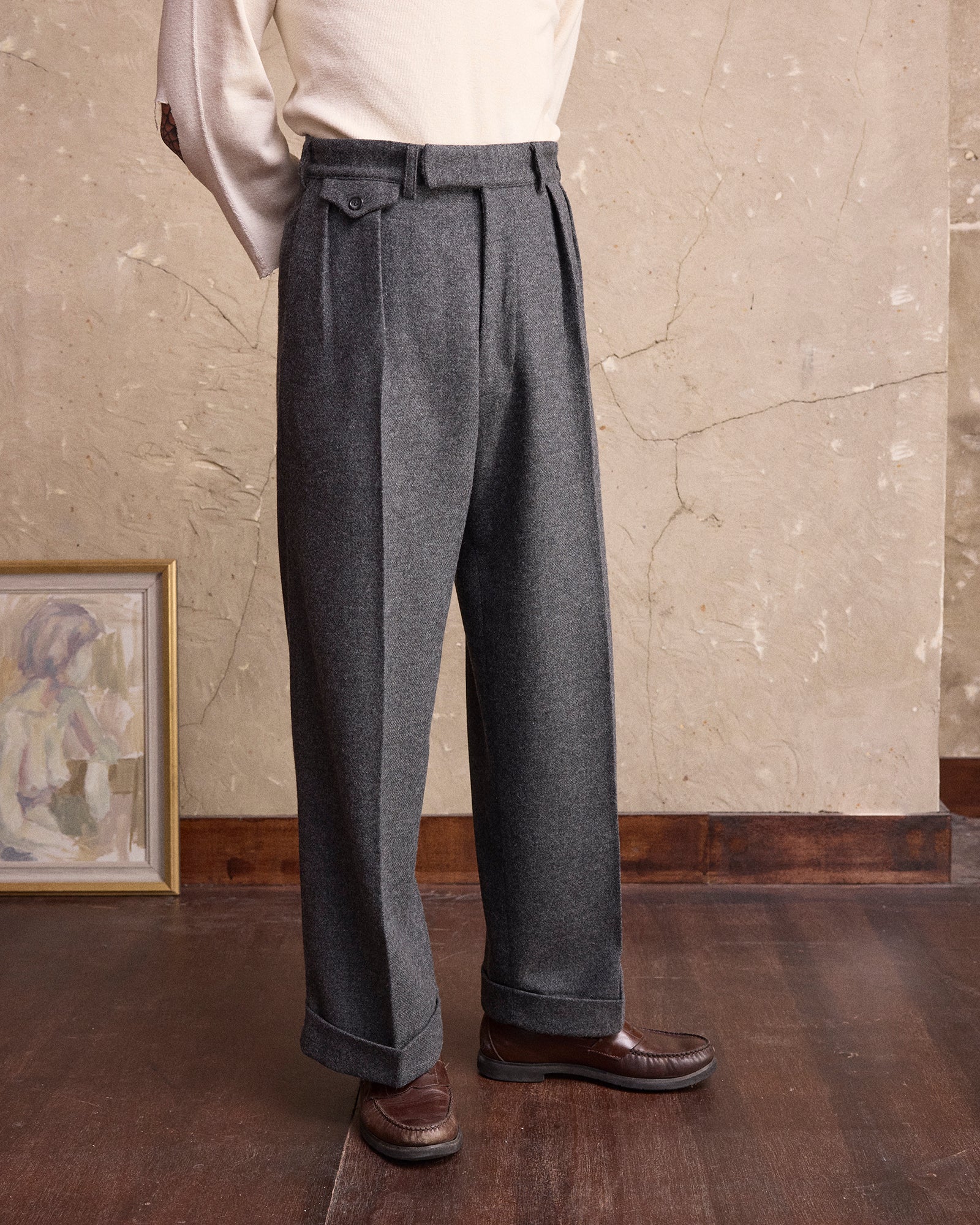 VINTAGE WOOL PLEATED TROUSERS